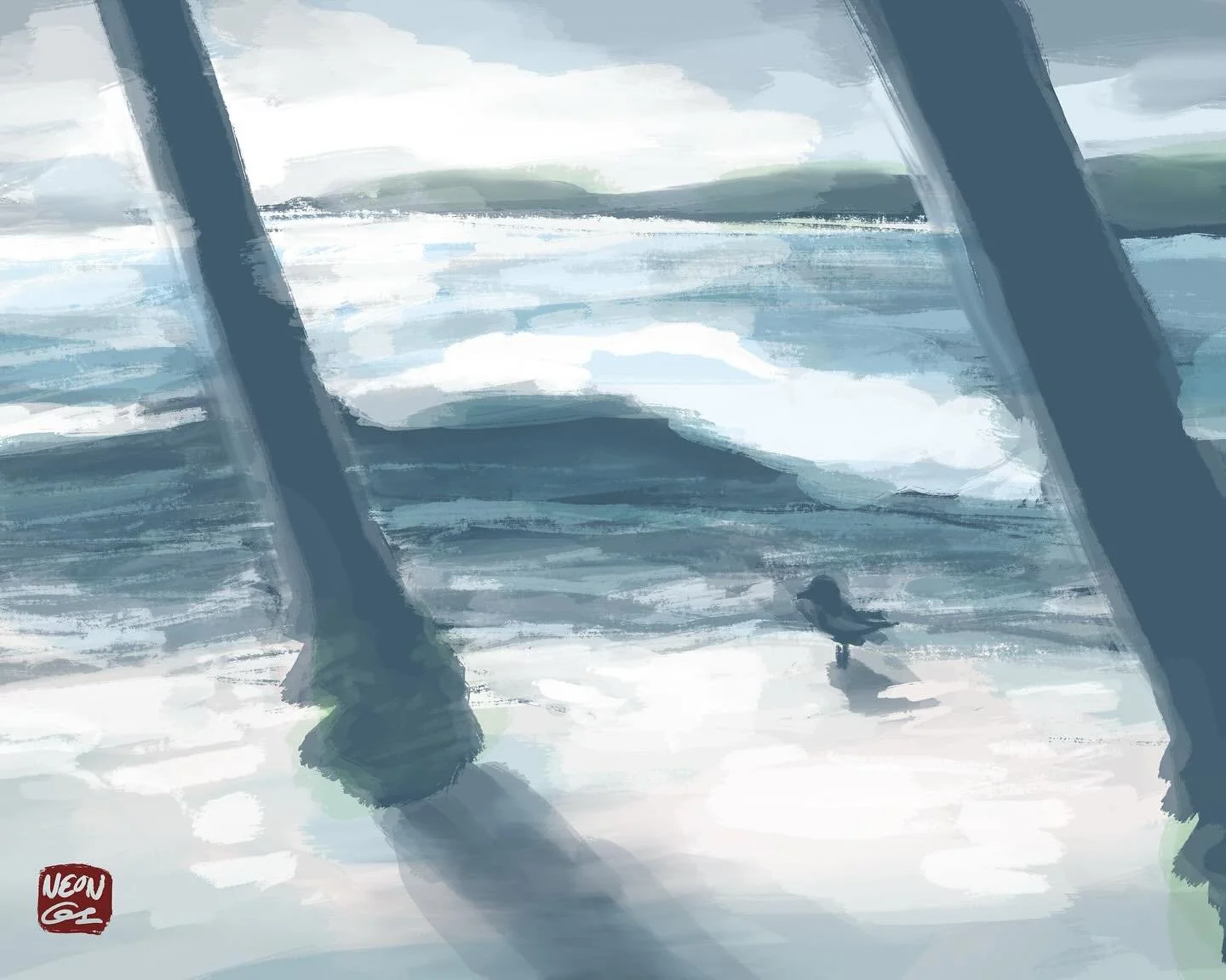 Early morning at the beach 🌊 ₊⊹ 
.
.
.
#art #artist #digitalart #beach #wave #summer #beachart #procreate #whimsy