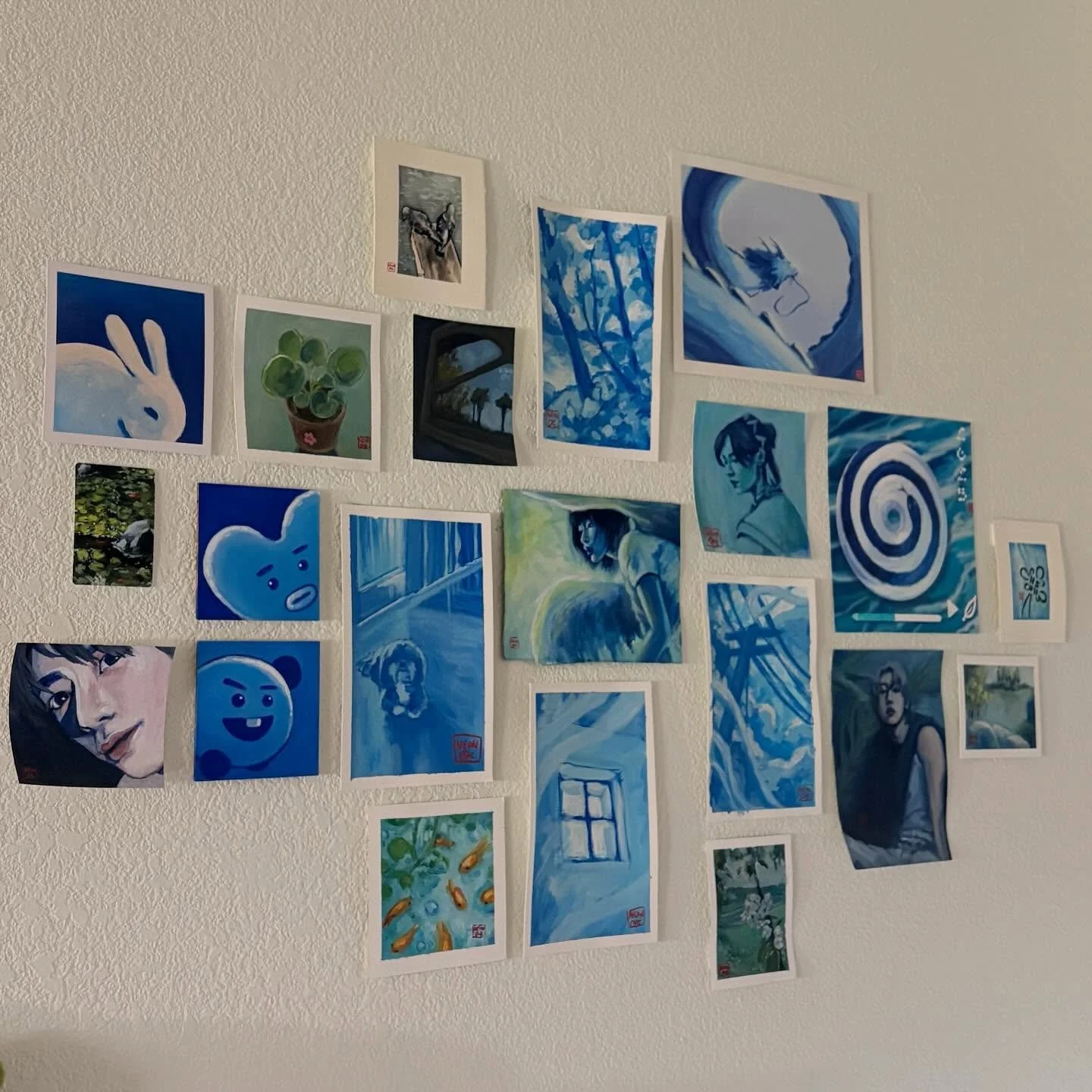 An update on my art wall ੈ✩‧₊˚ 
.
.
.
Also, along with it is my first actual blog post on my website NeonQiArt.com that goes over the process of working on this wall and working through art block !