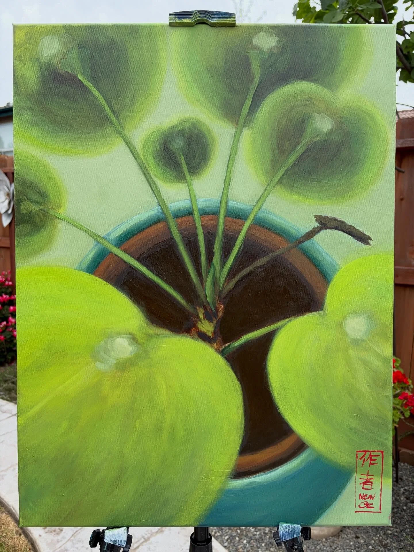 Finished portrait of my lucky plant ⋆☀︎. 
&bull;
This is actually the first larger &ldquo;finished&rdquo; painting I&rsquo;ve made in a long time and I&rsquo;m happy with how it turned out despite the minor chaos of the process -detailed in my new bl