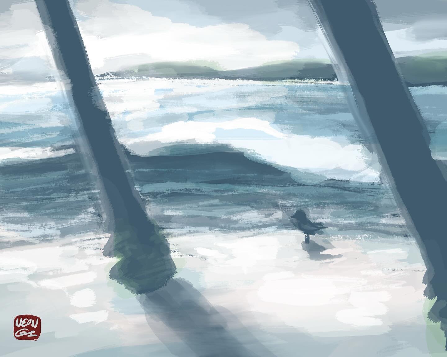 Early morning at the beach 🌊 ₊⊹ 
.
.
.
#art #artist #digitalart #beach #wave #summer #beachart #procreate #whimsy