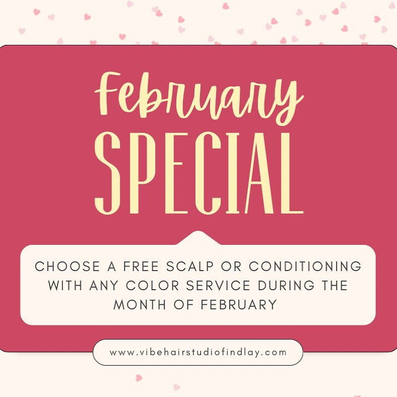 Fall in love with your hair this February! 💕 When you receive any color service, add on a scalp or conditioning treatment on for free! Link in my bio to book your appointment now! 💕