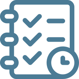 To-do list with three completed items and a clock icon, signifying task management or time-sensitive tasks.