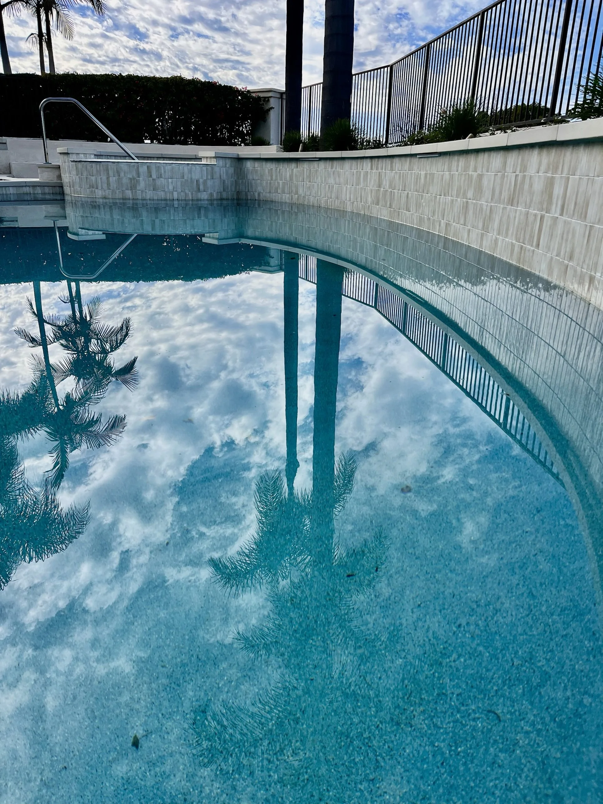 Custom Pool with Tiled Raised Wall