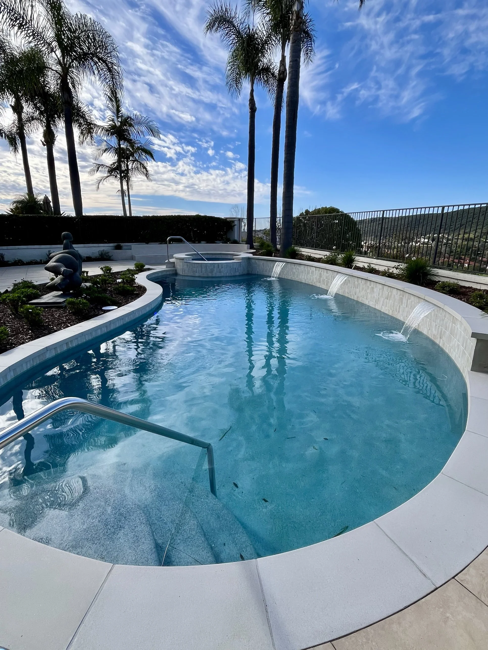 Custom Pool and Spa with Water Features