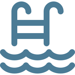 Pool icon with a ladder and wavy water.