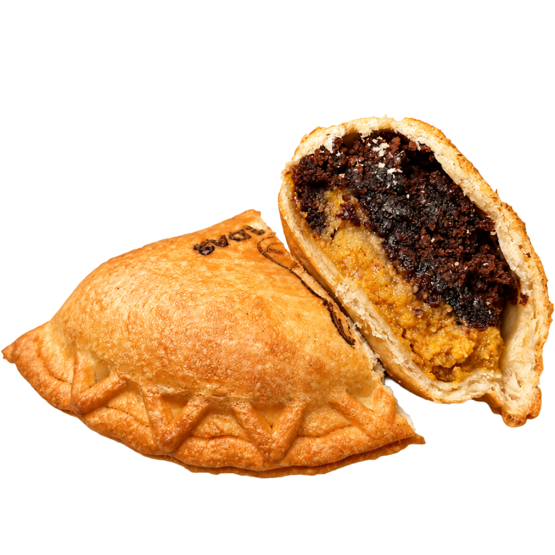 A fried pastry with pumpkin and brownie