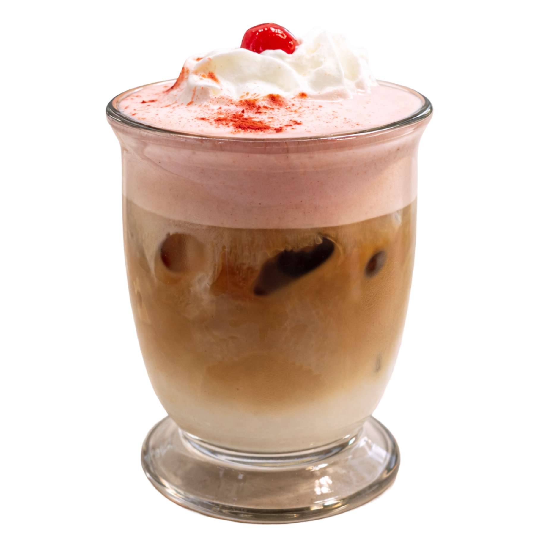 Drink garnished with cherry