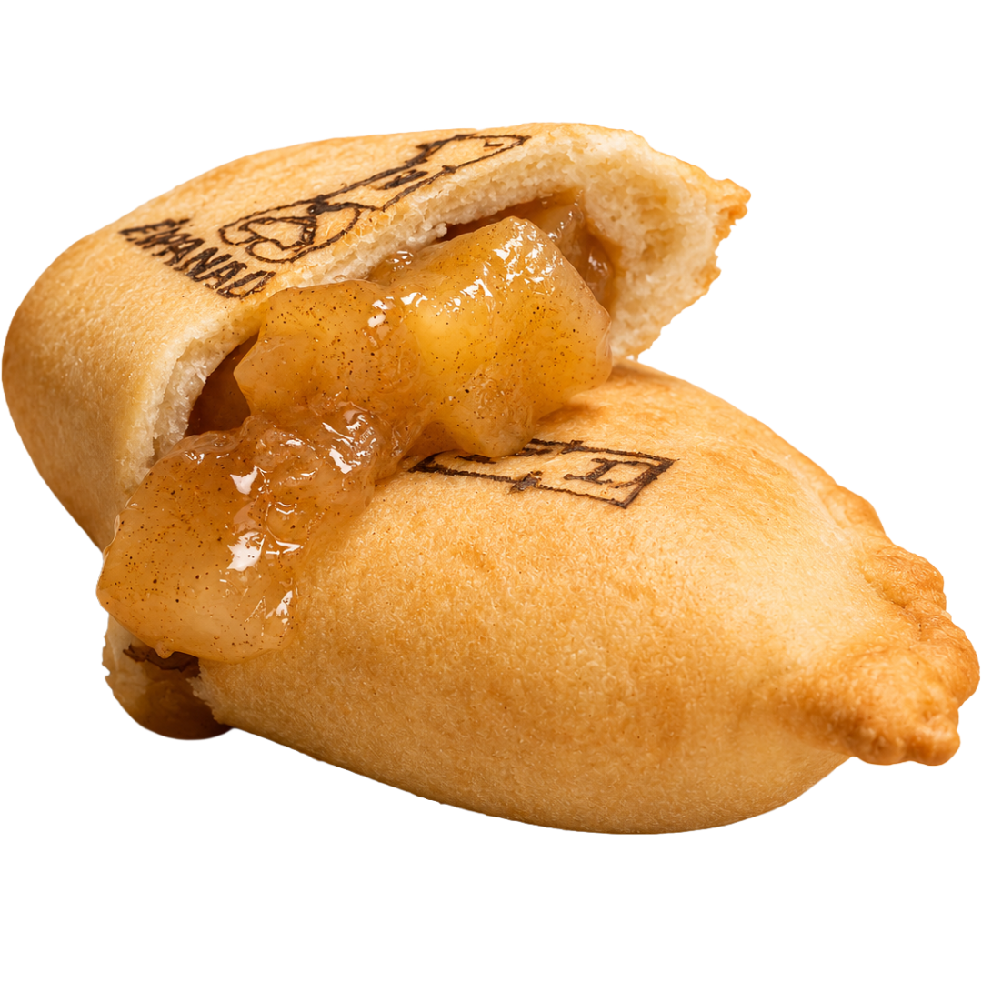 A fried pastry with apple pie filling