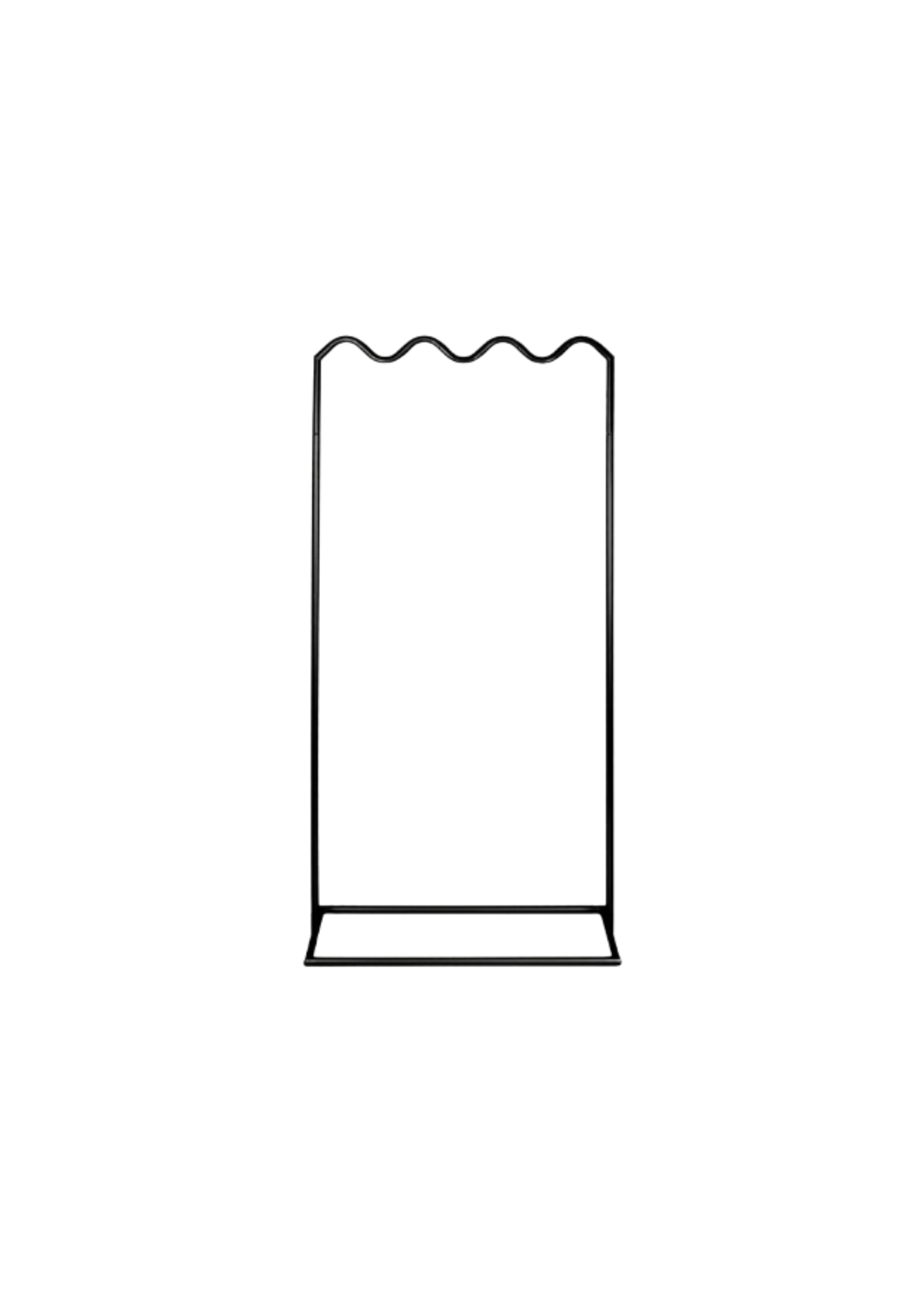 Black wavy metal signage stand