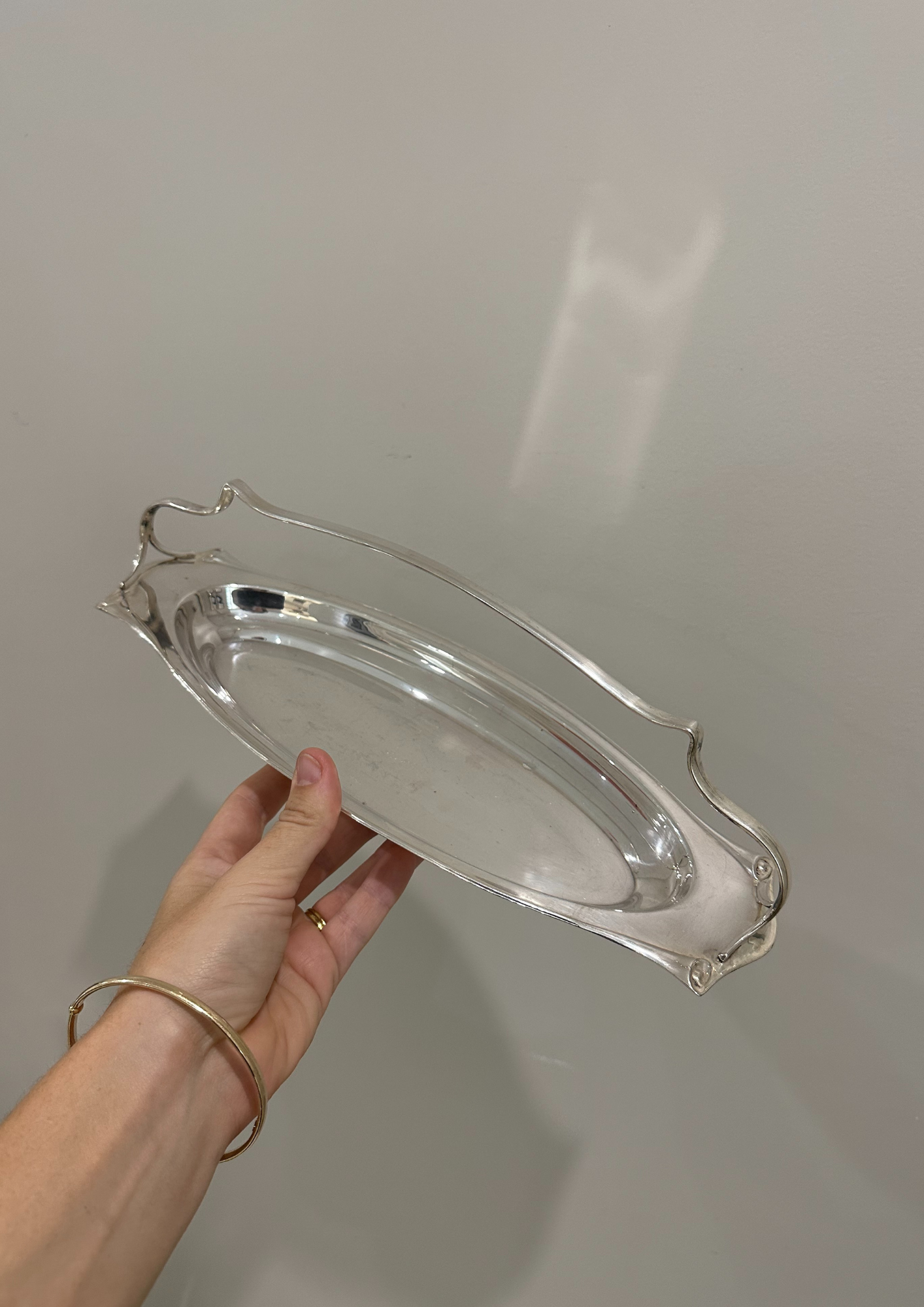 Rectangular Silver Platter with Handle
