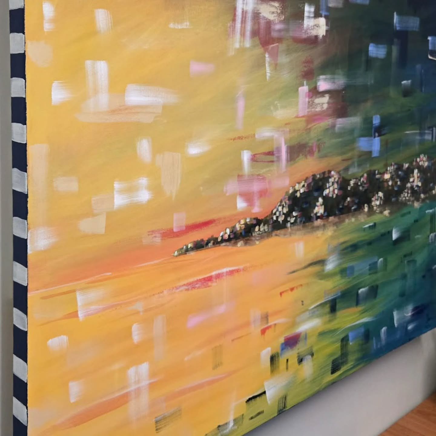 ACRYLIC

I painted something different....and I kinda like it! 
🎨
This painting was inspired by Magnetic Island....the last time we went, we caught the sunset ferry home, and this was an interpretation of that view. One of my favourite places with o