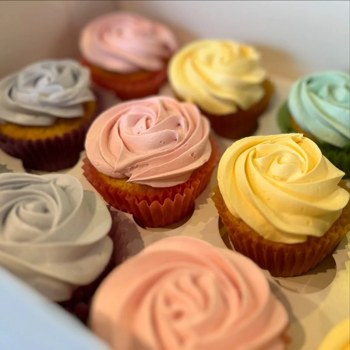 Pastel perfection cupcakes for a baby shower in both key lime and dark chocolate flavors. (This was the key lime box). 

#theinventivebaker #cottagebakery #eatmorecake #customflavors #customcakes