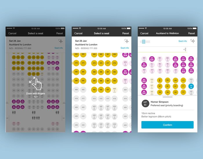 Single passenger seat select - long haul