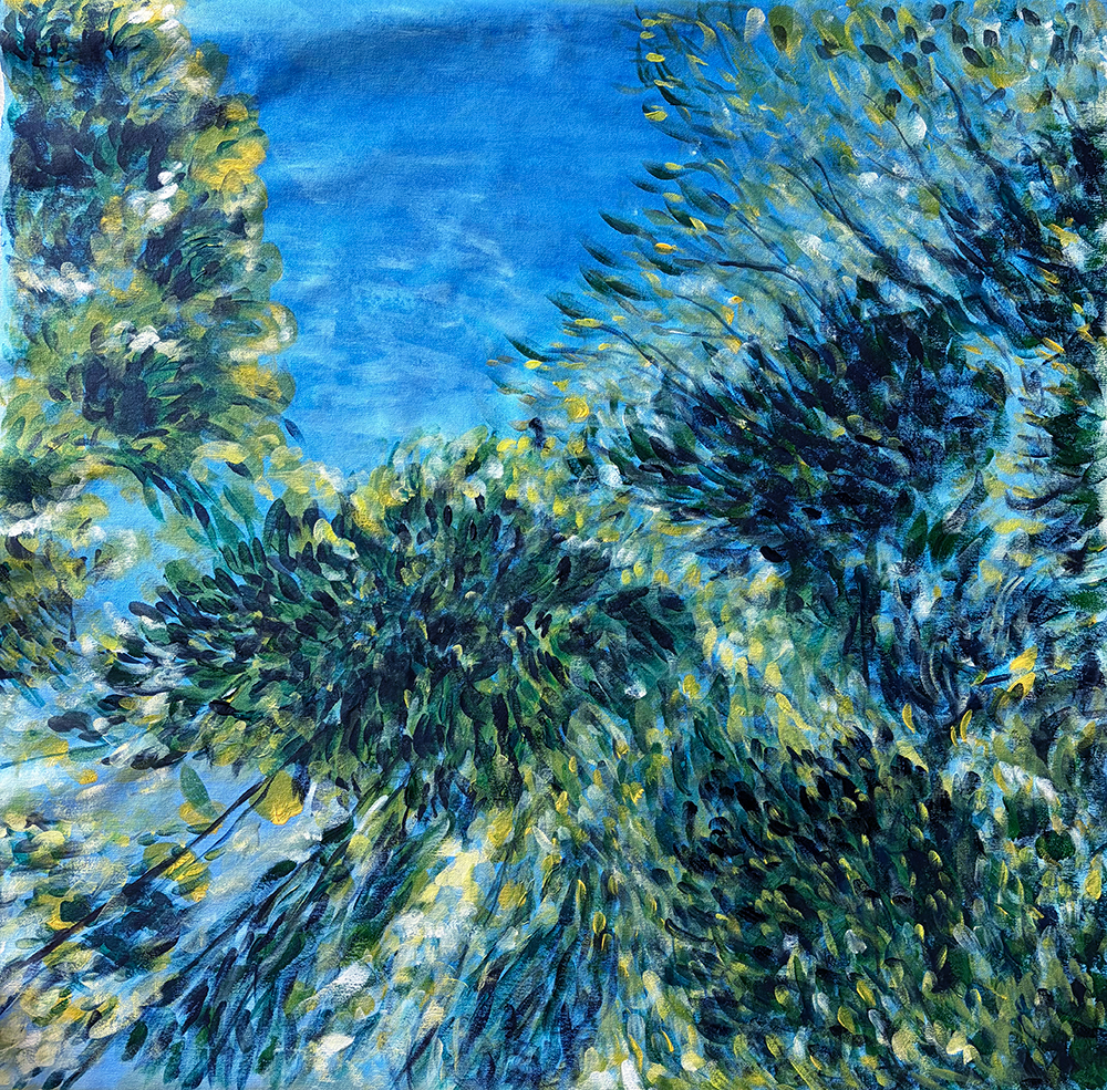 Sky above our swimming hole (Acrylic on canvas), 91 cm x 91 cm