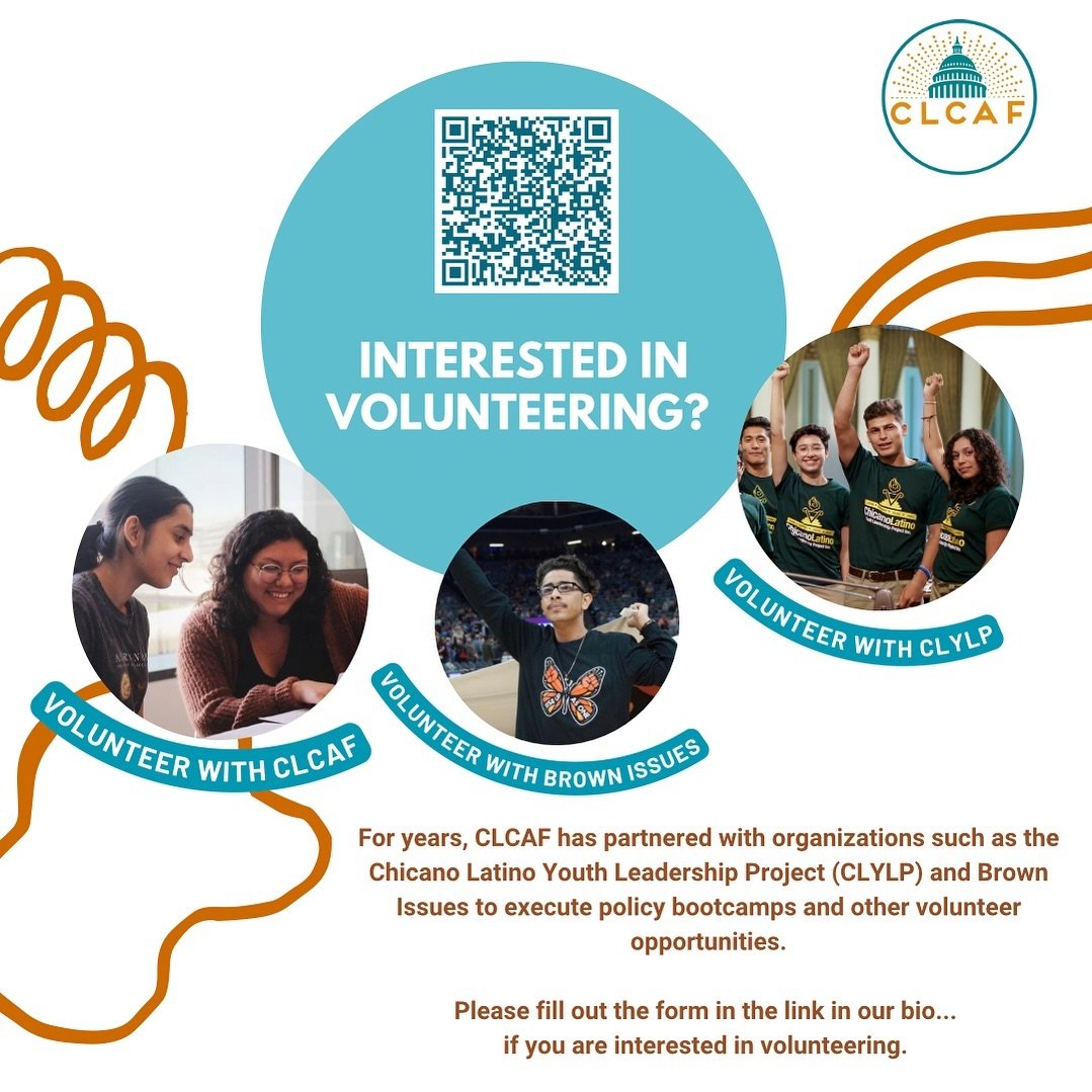 For years, CLCAF has partnered with organizations such as the Chicano Latino Youth Leadership Project (CLYLP) and Brown Issues to execute policy bootcamps and other volunteer opportunities.

👉🏽If interested in volunteering, please fill out the volu