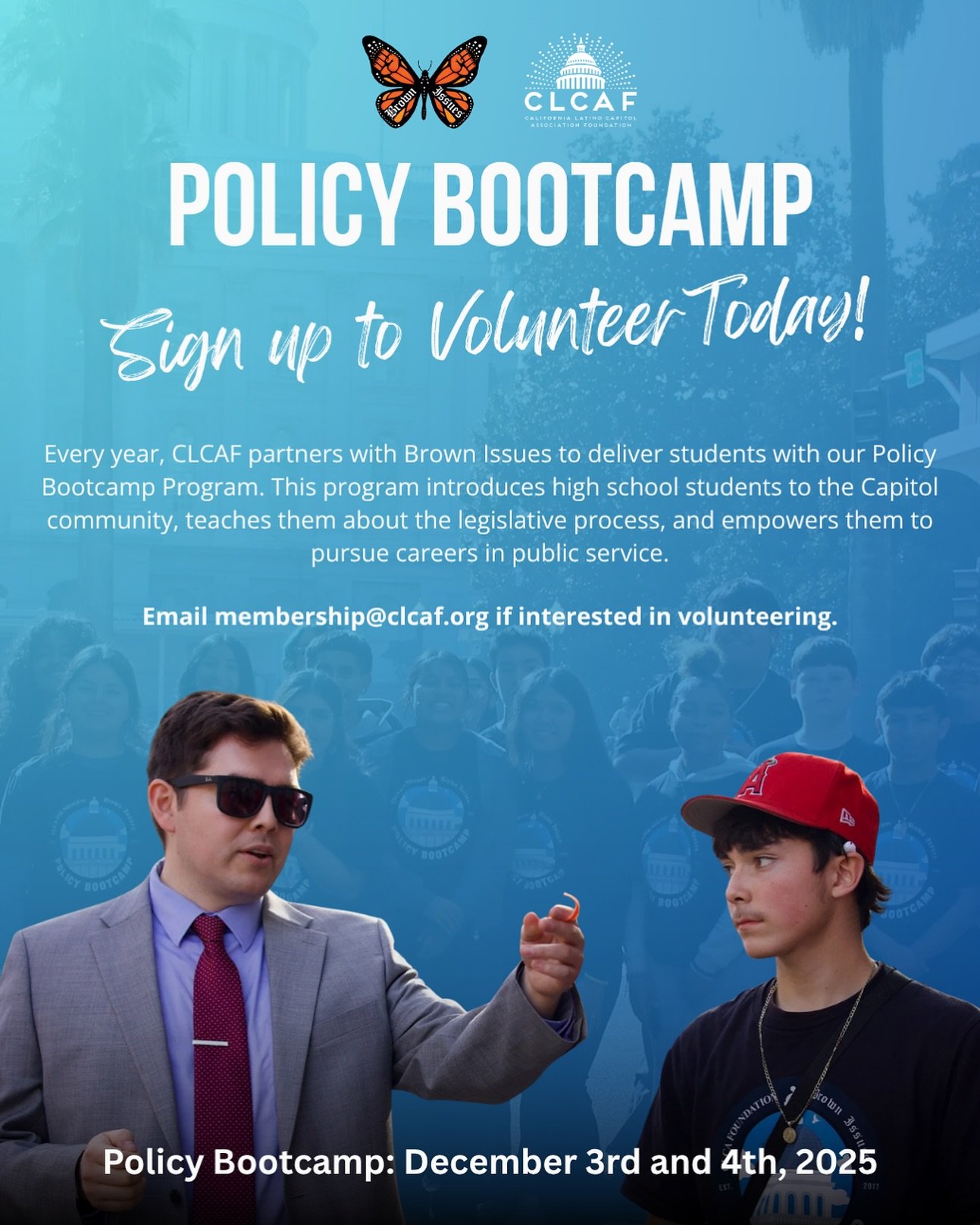Our Policy Bootcamp with @brownissues is a two-day Program designed to teach high school students the California Legislative Process through hands on experience!

Students from across the state gather in Sacramento to join career panels, meet with le