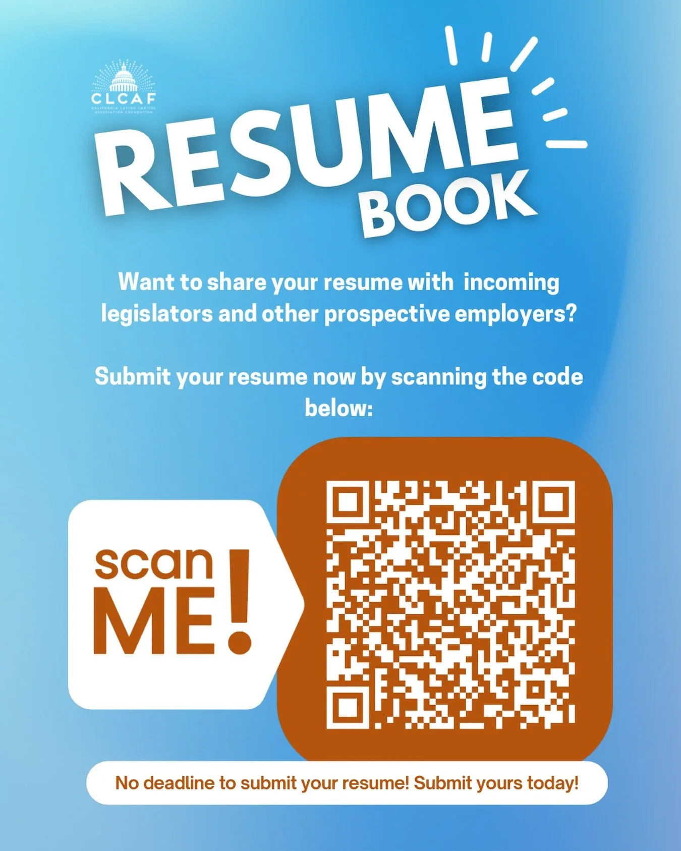 Looking for new opportunities? 💼🌟Showcase your skills, share your story, and let your voice lead the way. Submit your resume using the QR code now or by clicking the link in our bio! 🏛️📄