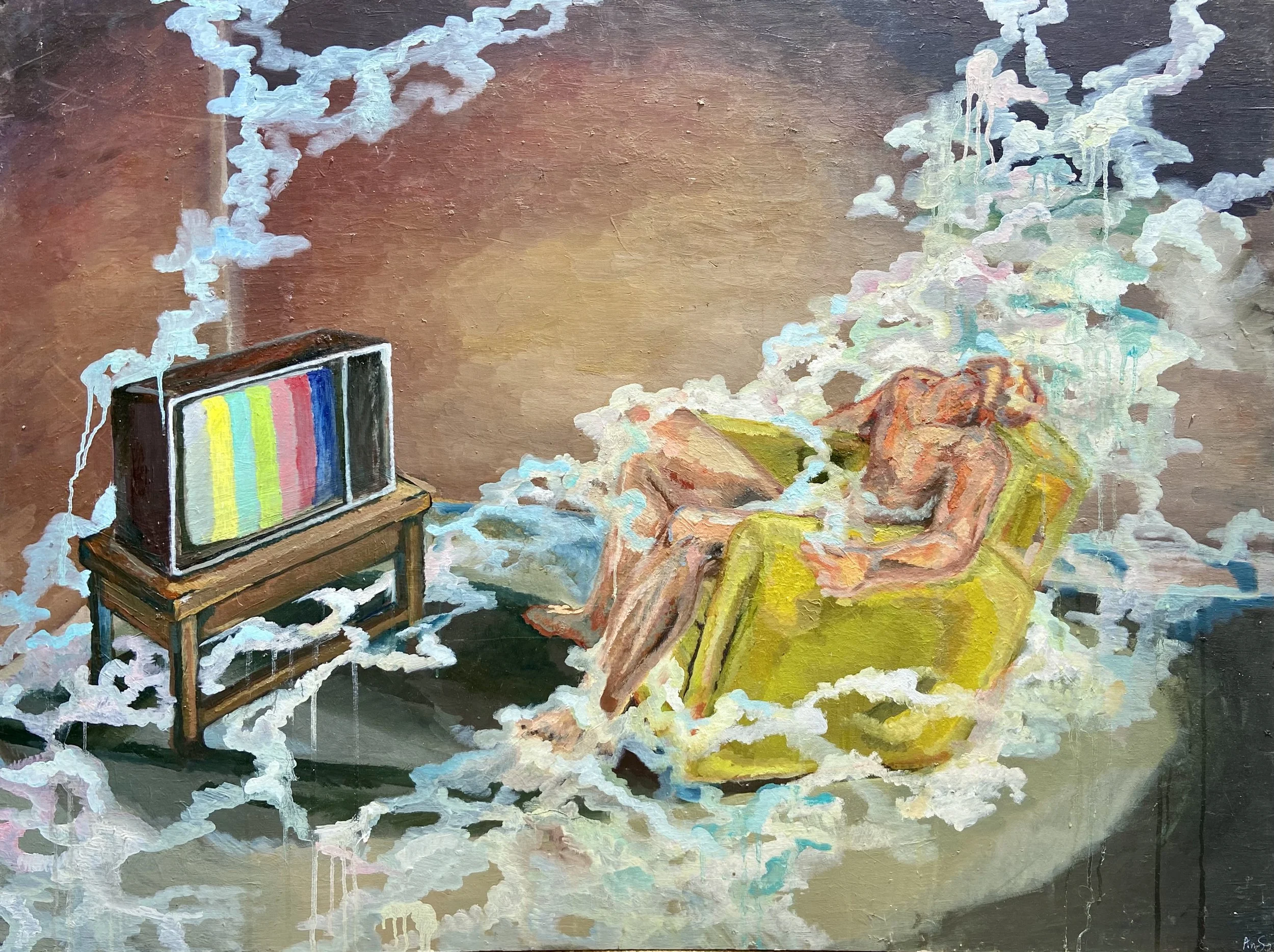 (SOLD) No Signal - Oil on wood panel - 24" x 26"