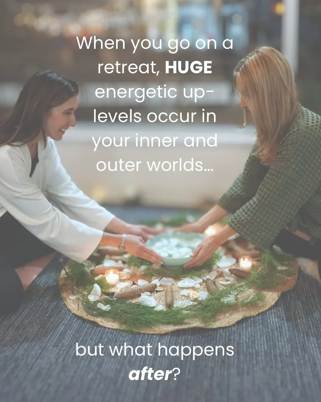 When you go on a retreat, huge energetic up levels occur in your inner and outer worlds, but what happens after?? 

You don&rsquo;t have to integrate back into your daily life alone.

That&rsquo;s why we&rsquo;ve included an aftercare bonus thoughtfu