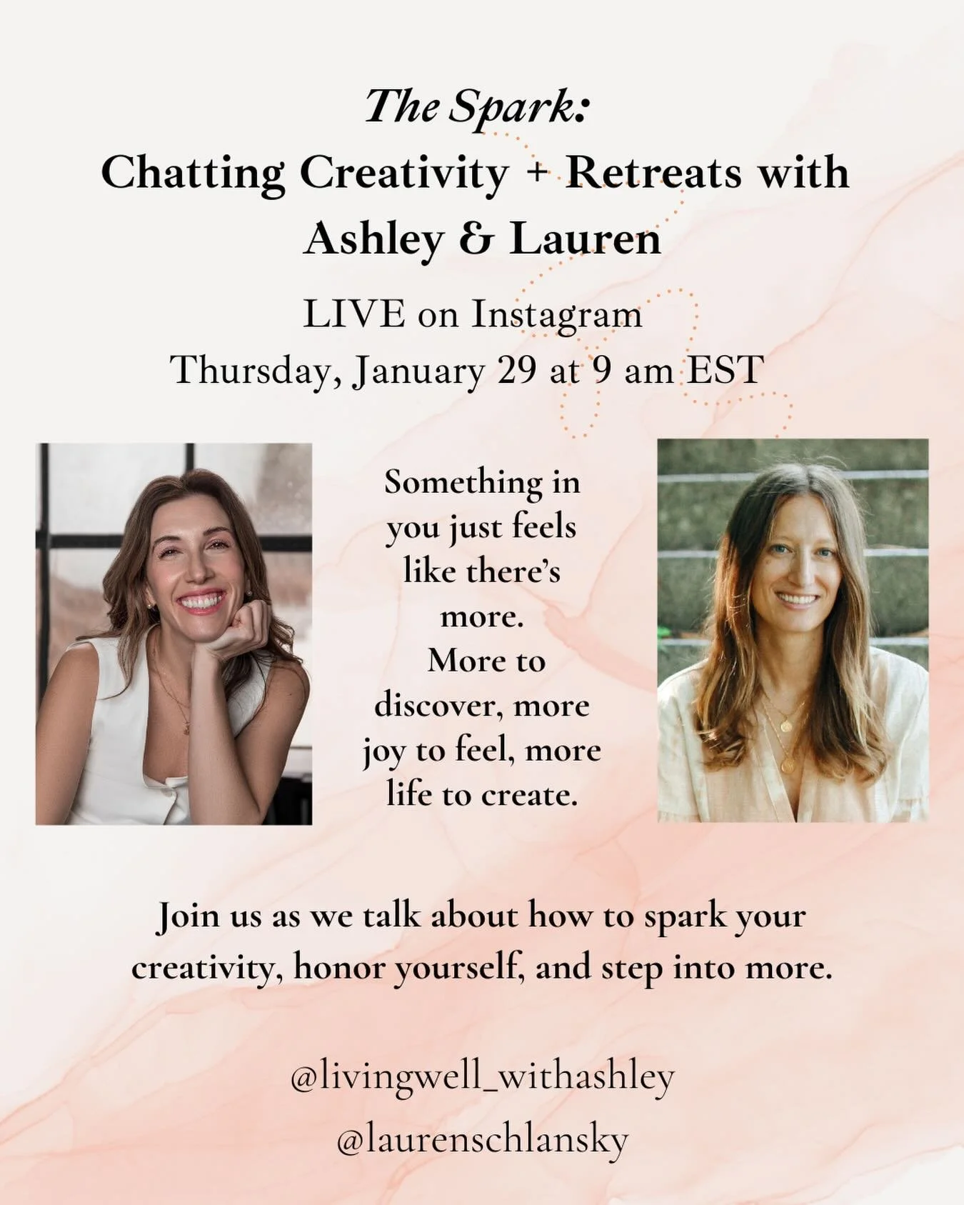 Let&rsquo;s Talk Creativity + Retreats!

Join Lauren and me live as we share the story behind our upcoming Creativity Retreat. 

Why we created it, what inspired us, and how it&rsquo;s designed to help you reconnect with your creative spark✨

We&rsqu