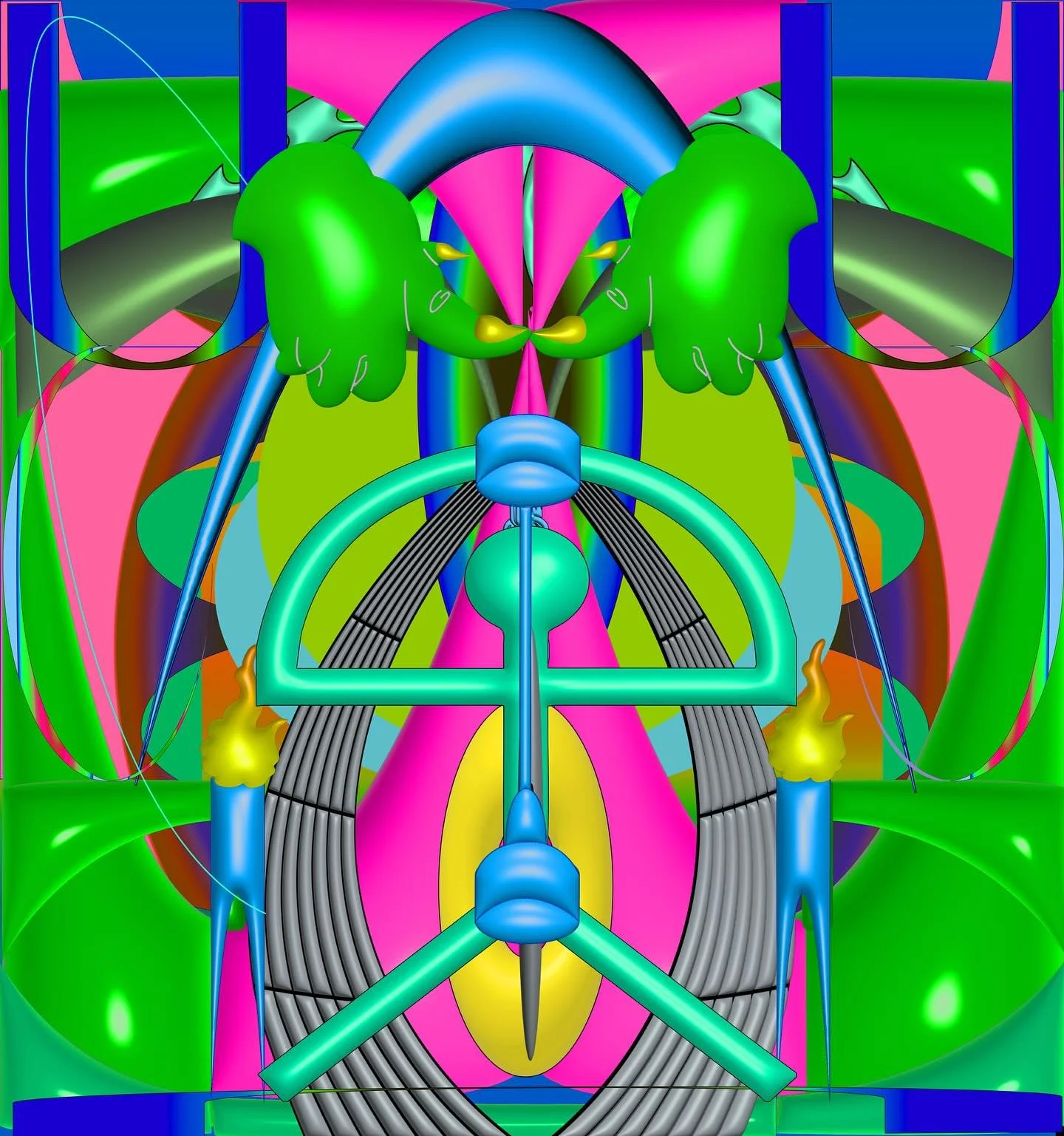 The Indalo: Rainbow Diety , 2024 - inspired by the indalo symbol ✨is a prehistoric magical symbol found in the cave of Los Letreros in Velez Blanco. It was customary to paint a drawing of the Indalo on house fronts. According to local legend, the Ind