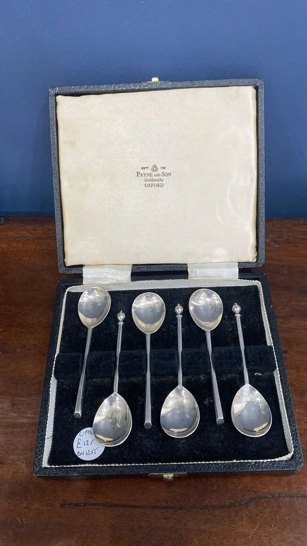 Boxed set of minimalist silver demitasse spoons from Paye Son of