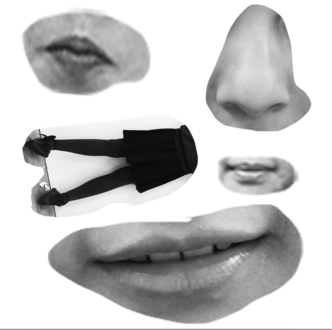 Select cut-outs from young people's portraits taken during Big Family Press commission, 2019