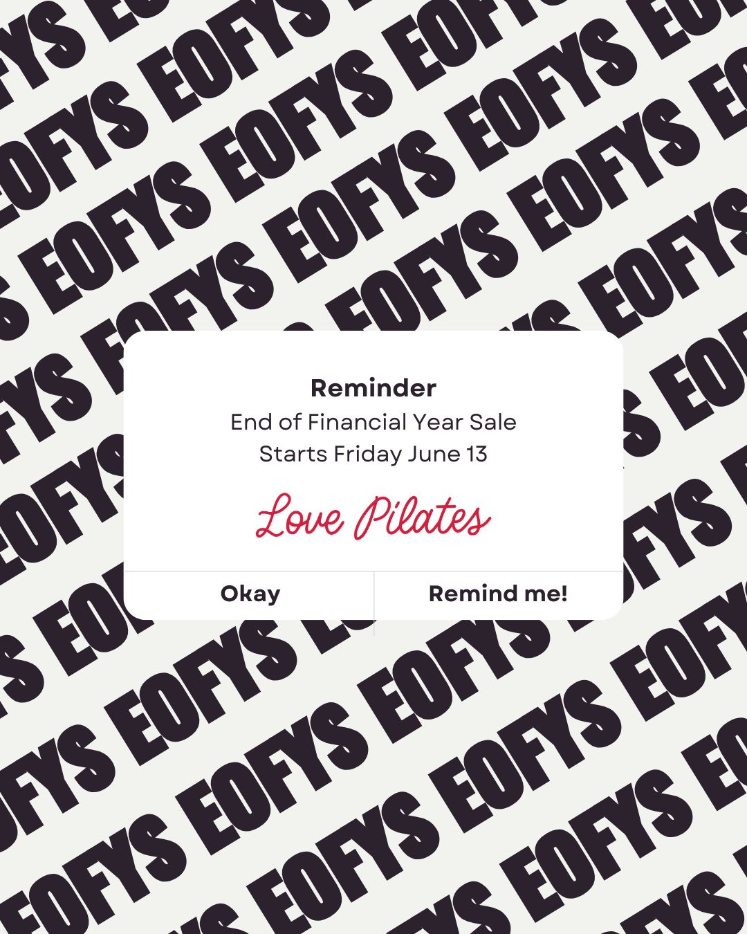 Don't forget our End of Financial Year Sale starts Friday!⁠
⁠
💲Class mega packs⁠
💲Offer for new members/member upgrades⁠
💲A member only discount!