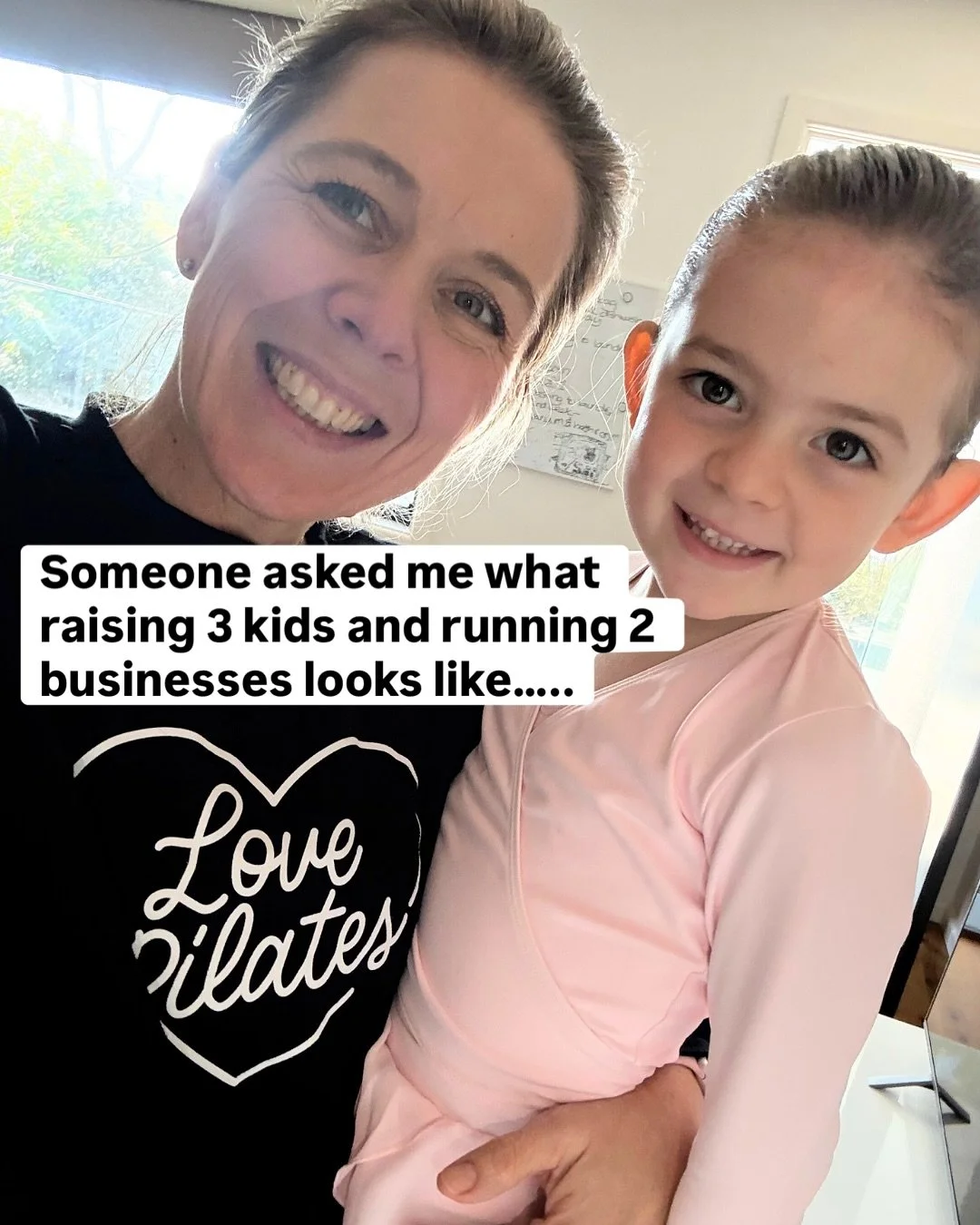 Working mum with 3 kids - it's pure chaos! I never planned to buy a Pilates studio have a third baby and have COVID hit within the first 2 years of small business!

Like every other working mum - it's messy but worth it! 

Tag the working mum that ne