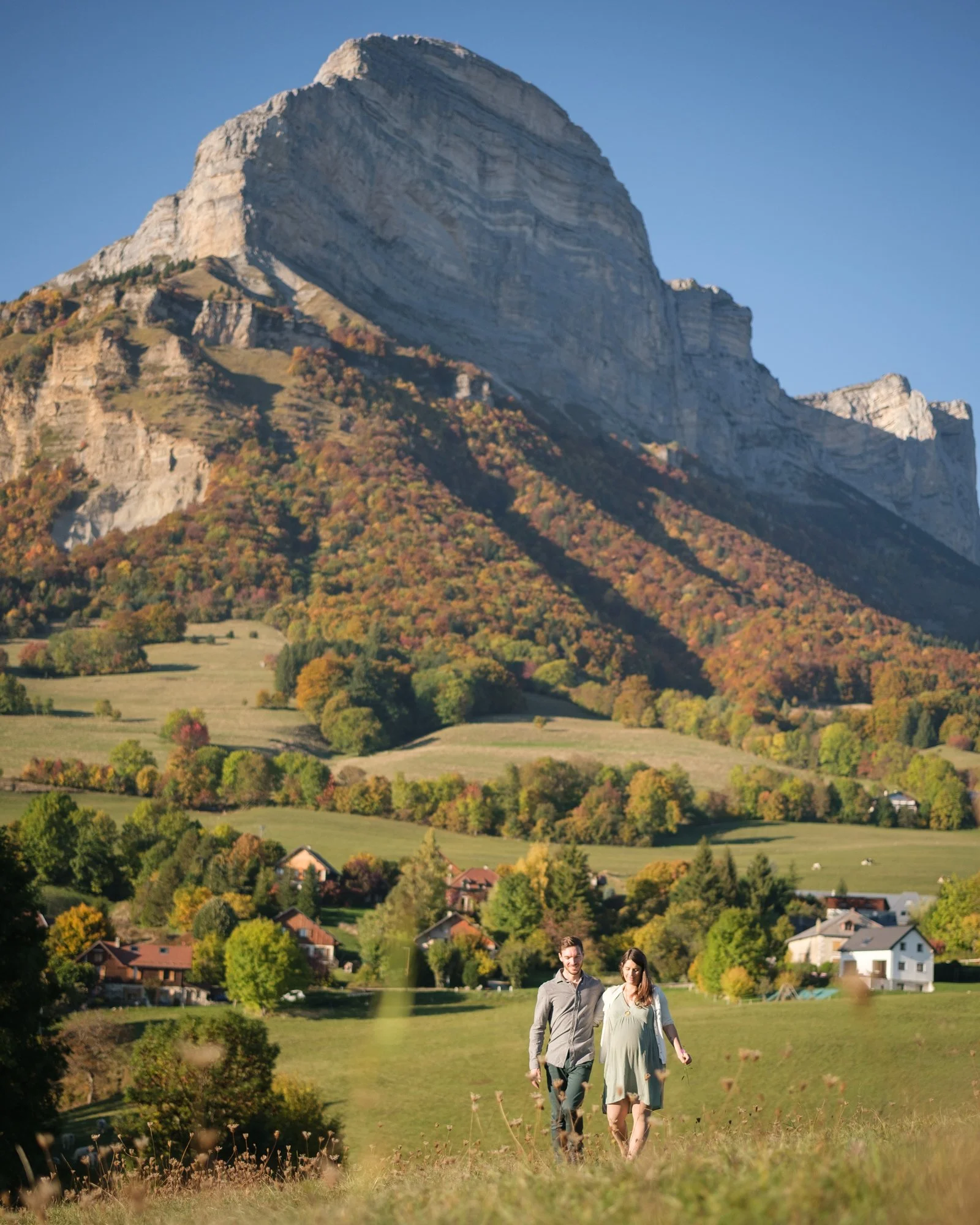 Séance engagement en Chartreuse devant la Dent de Crolles, près de Grenoble