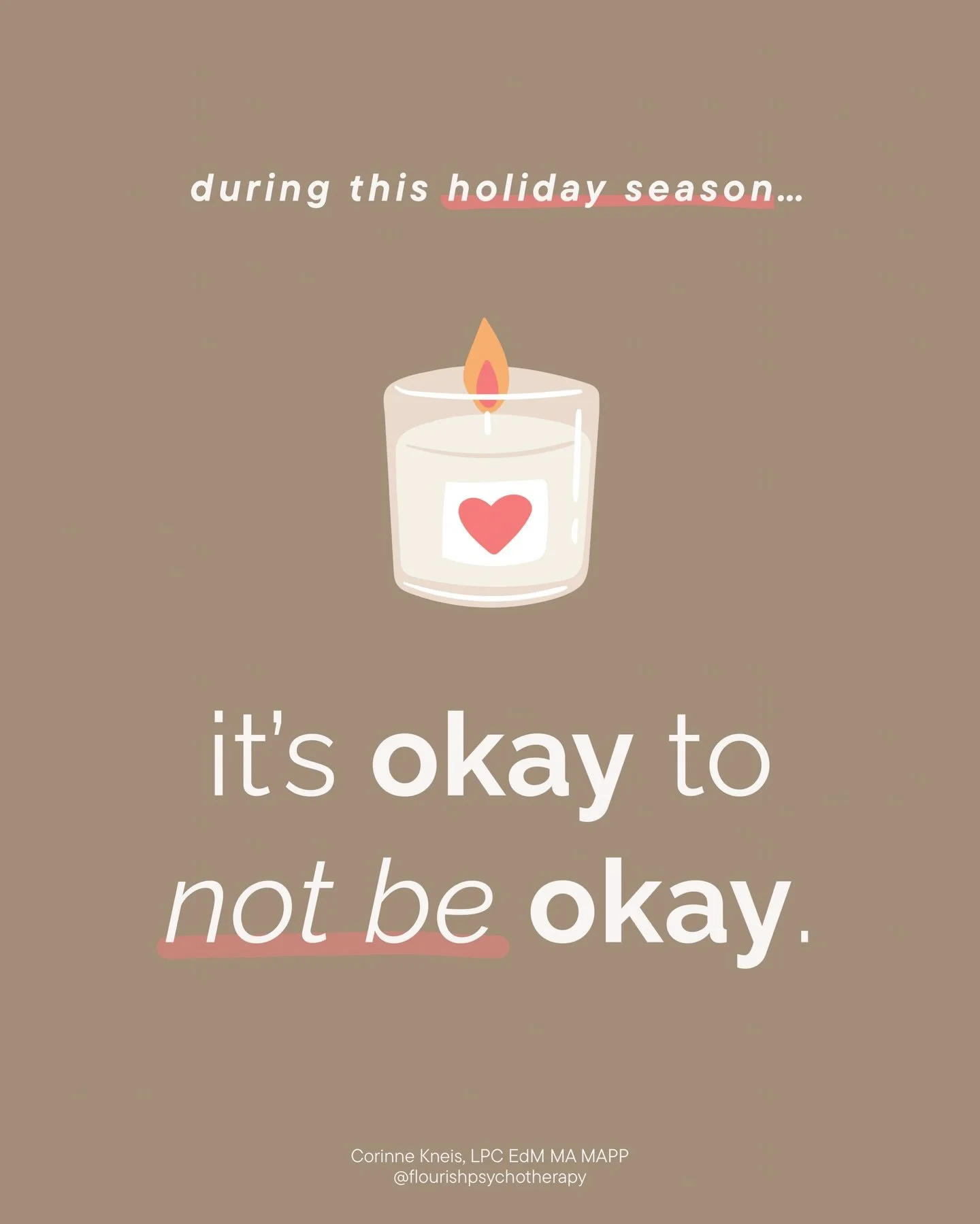 it&rsquo;s okay to feel sad.
it&rsquo;s okay to feel lonely.
it&rsquo;s okay to feel anxious.
and it&rsquo;s okay to feel nothing at all.

it&rsquo;s okay to struggle with gatherings.
it&rsquo;s to say no.
it&rsquo;s okay if you have nowhere to go.

