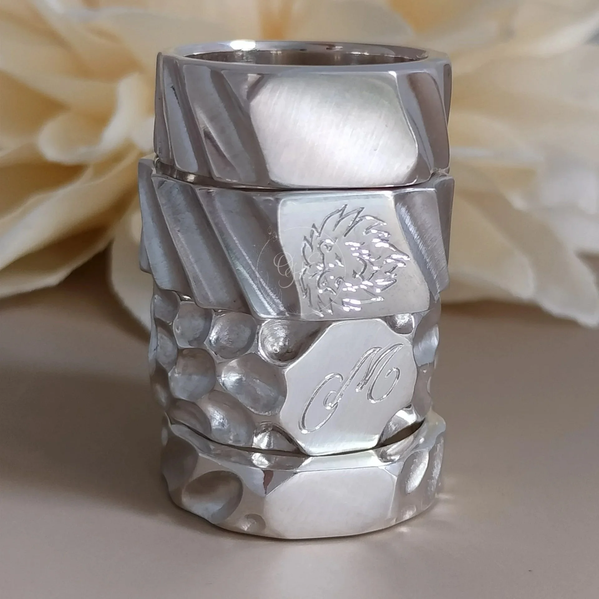 Sterling silver signet rings by OrfaHandEngraving