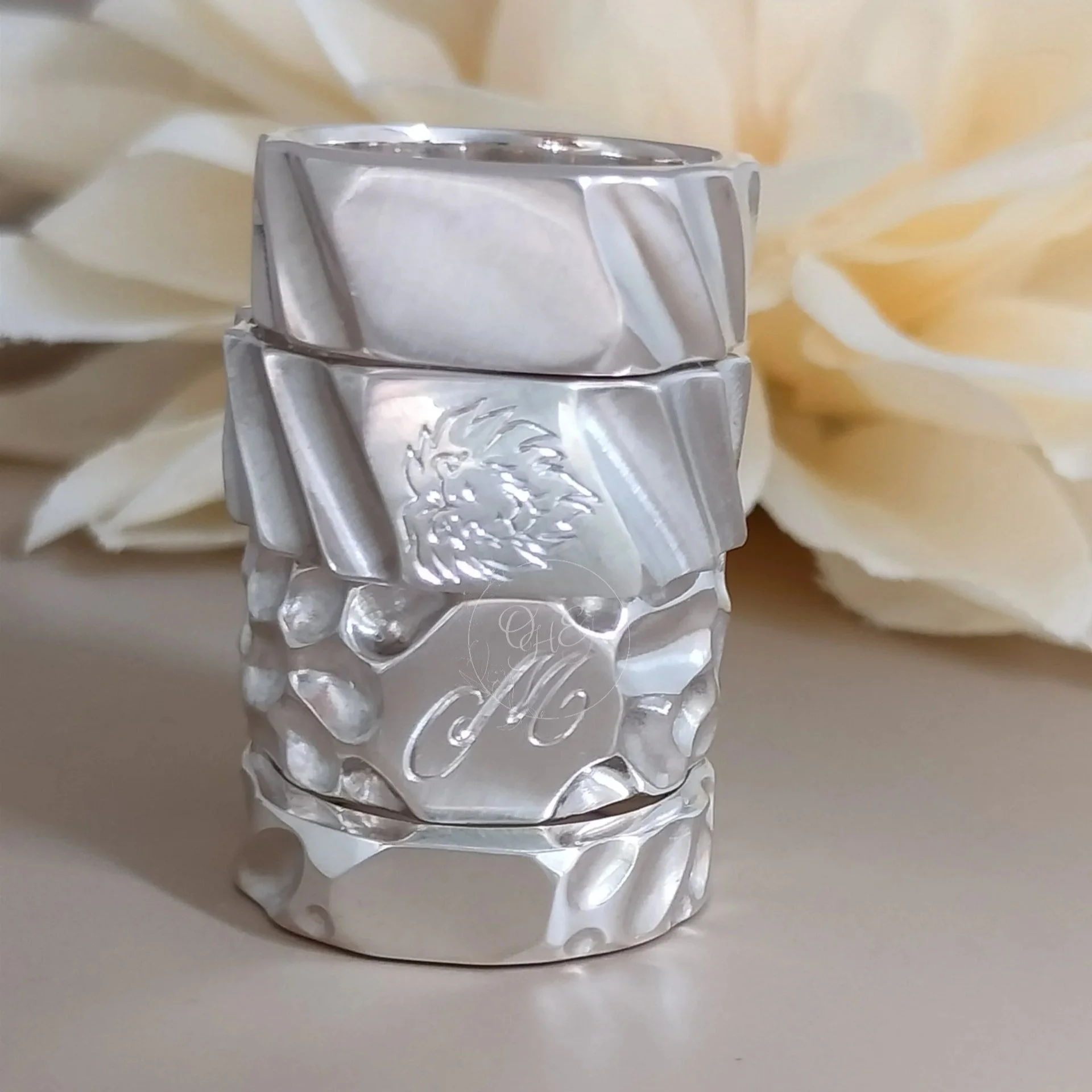 Unisex signet rings silver handmade by OrfaHandEngraving