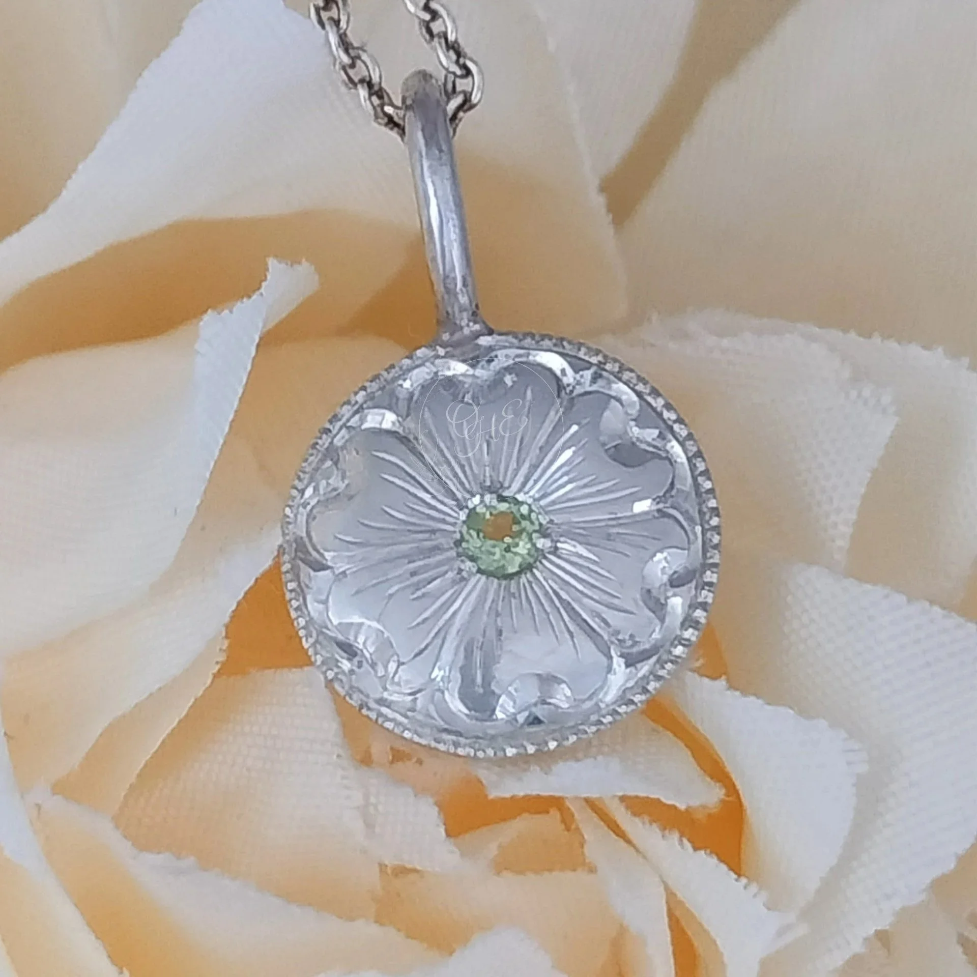 Cosmea flower pendant silver