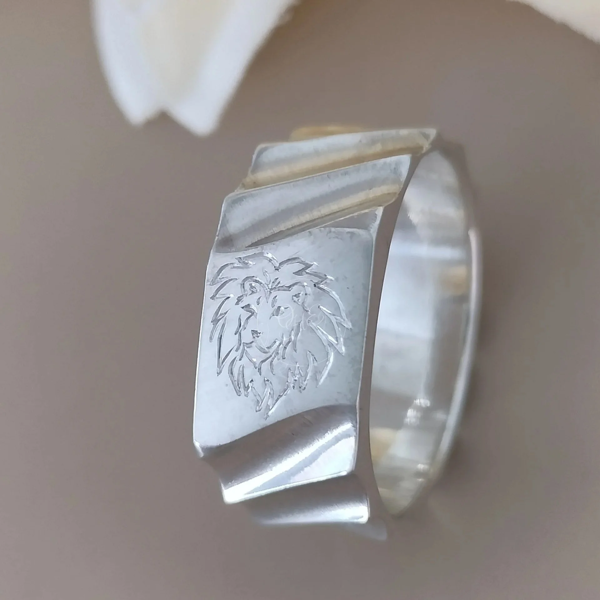 Silver signet ring for men by OrfaHandEngraving