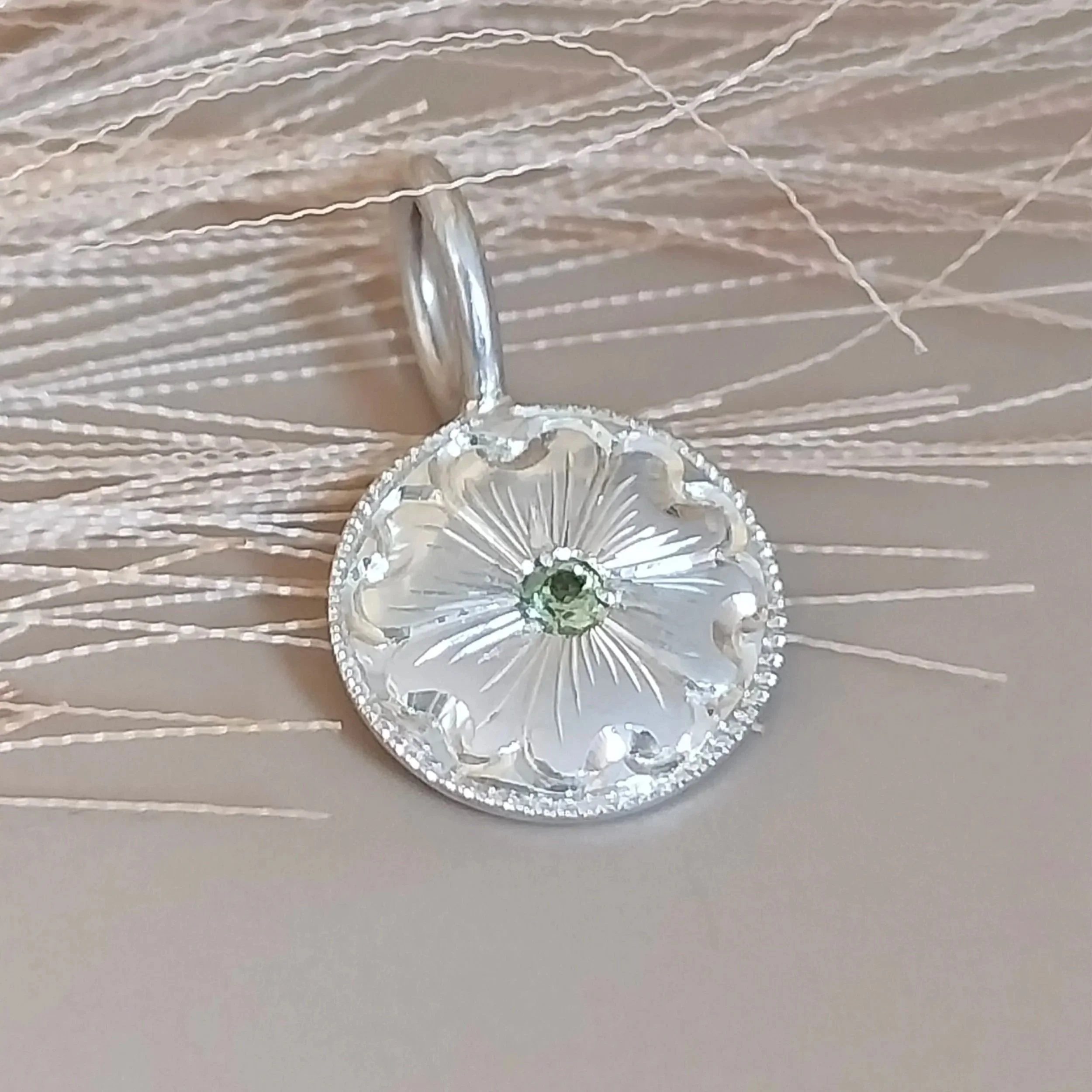 Cosmea flower pendant silver