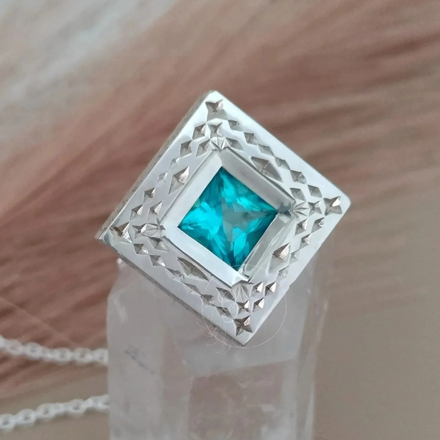 Silver Square topaz pendant