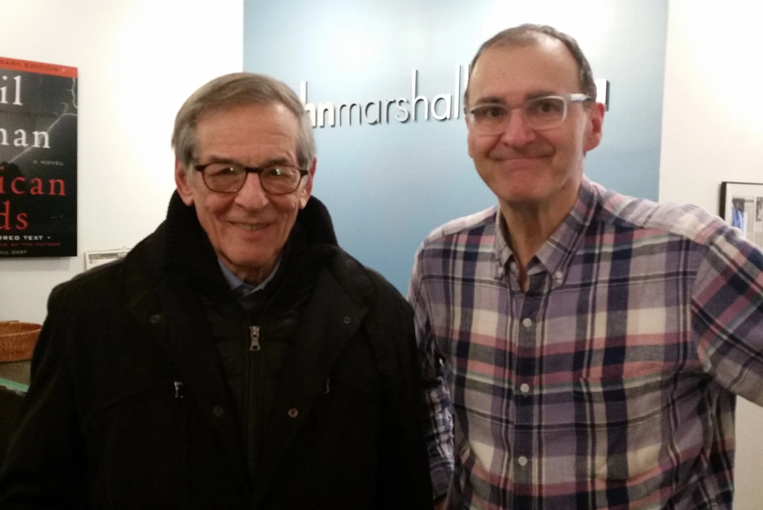 Gordon takes a break with Pulitzer Prize-winning author Robert Caro while directing Mr. Caro’s recording of his newest book, “Working: Researching, Interviewing, Writing.” audiobook director