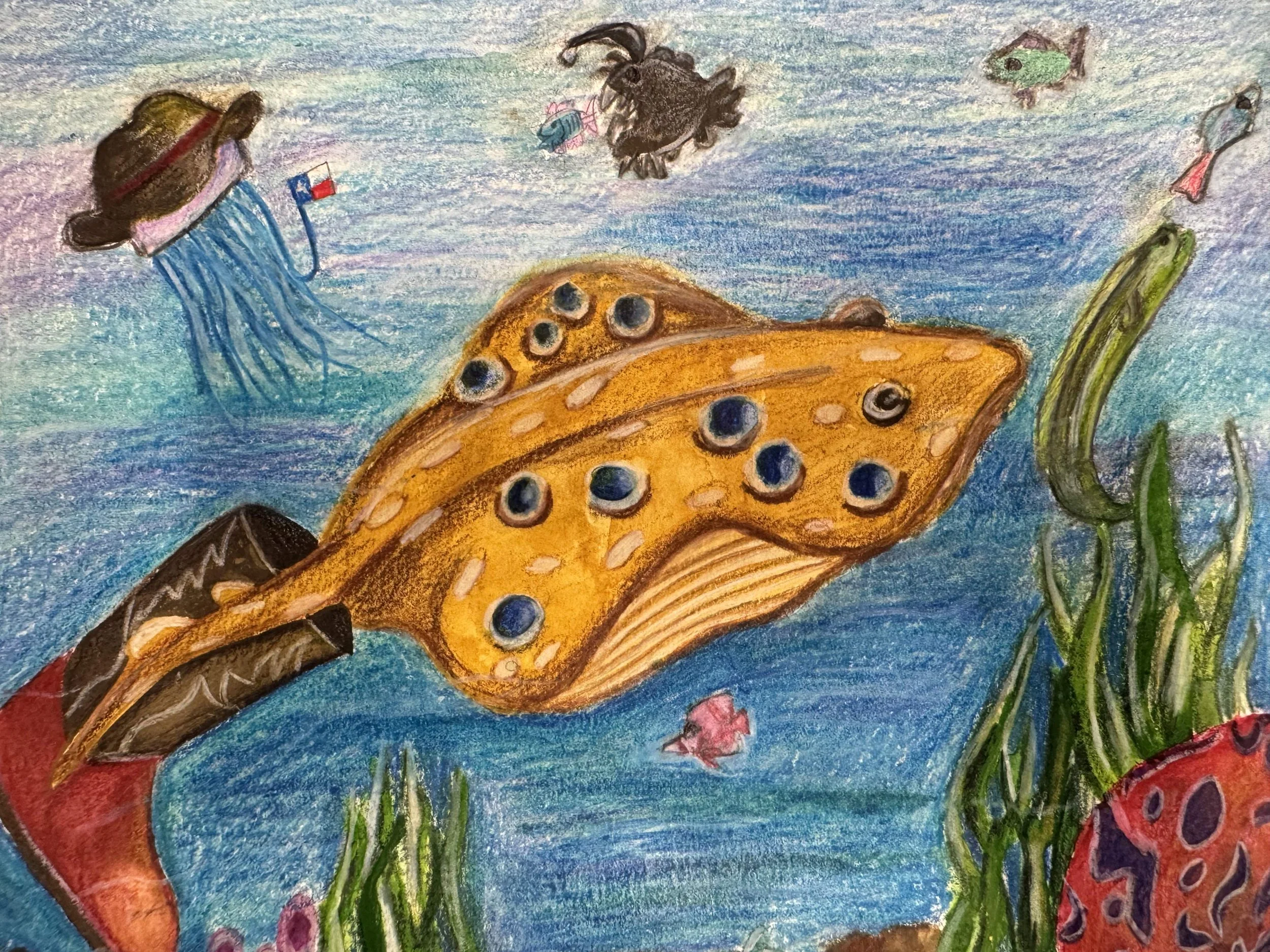 Ethan| Watercolor, Color pencil on paper | 3rd Grade