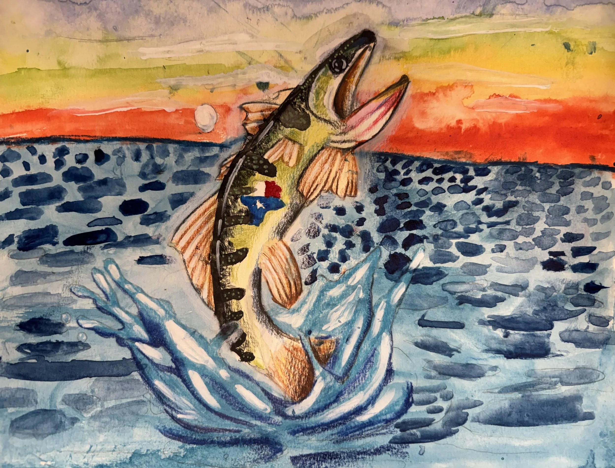 Logan| Watercolor, Color pencil on paper | 3rd Grade