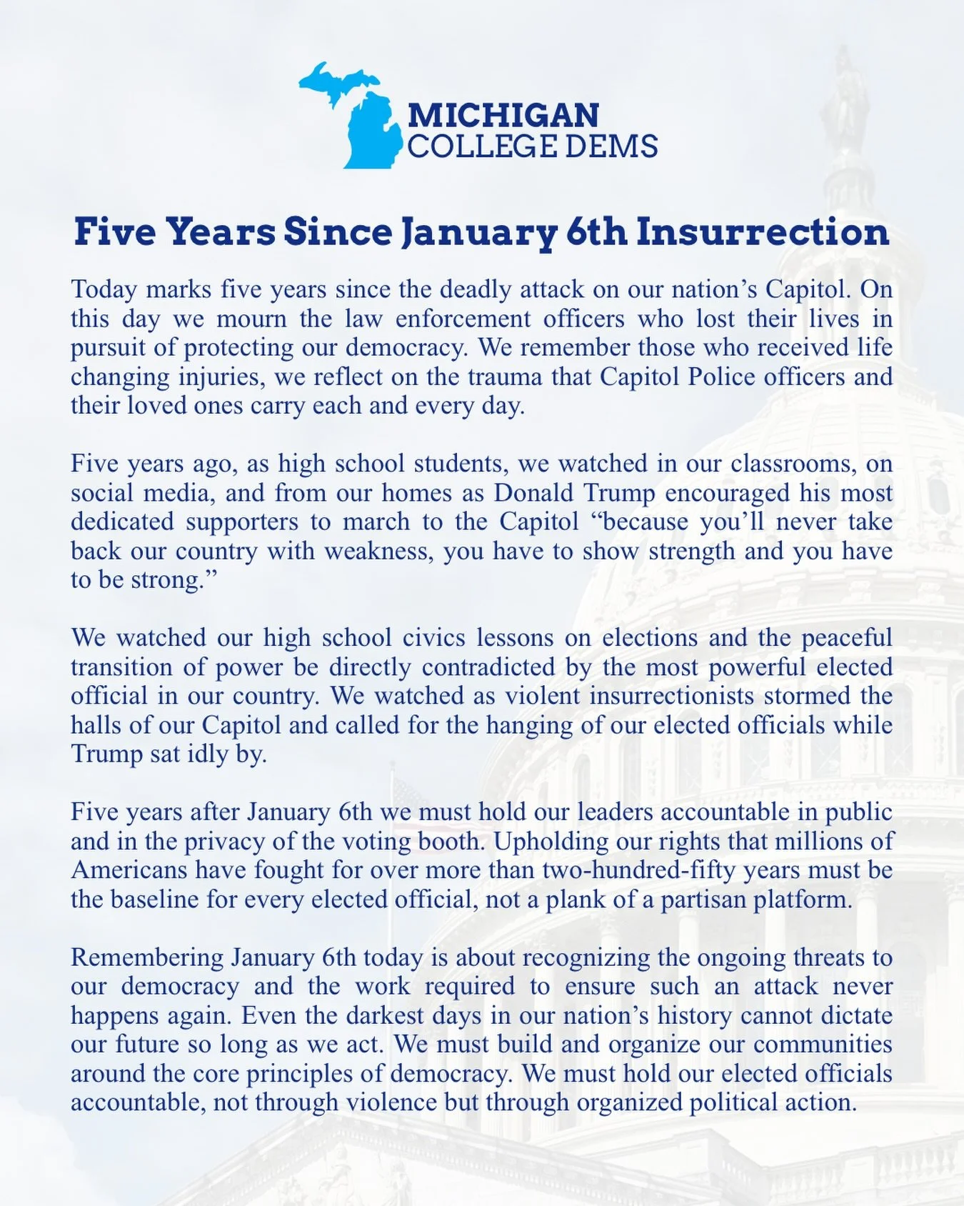 Today we remember the attack on our nation&rsquo;s Capitol &mdash; a dark moment in our history that we must not forget