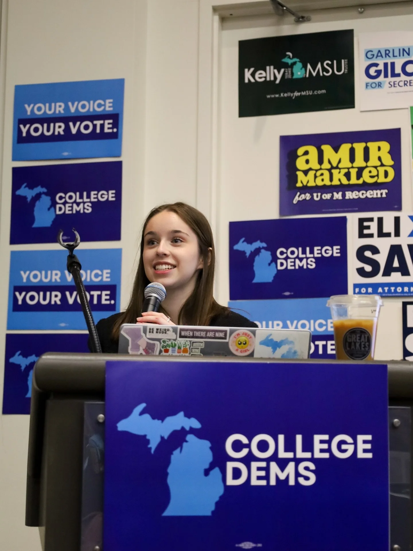 College Dems Caucus 2026!

For the first time in a long time, College Dems had their own Caucus Meeting at the Michigan Democratic Party Convention. Thanks to the help of several campaigns and the College Dems leadership, college students from across