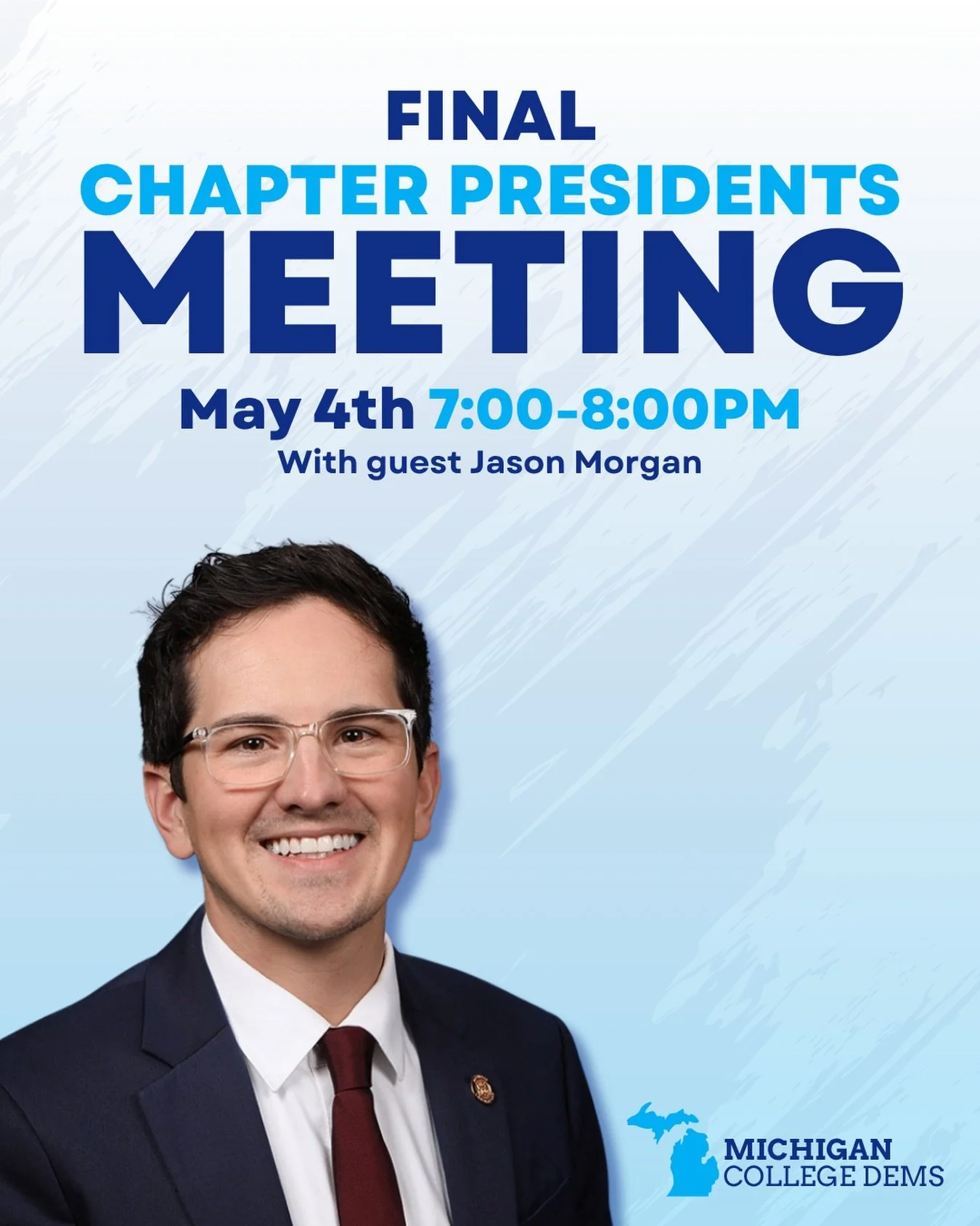 Join us tonight for the final Chapter Presidents Meeting of the semester!