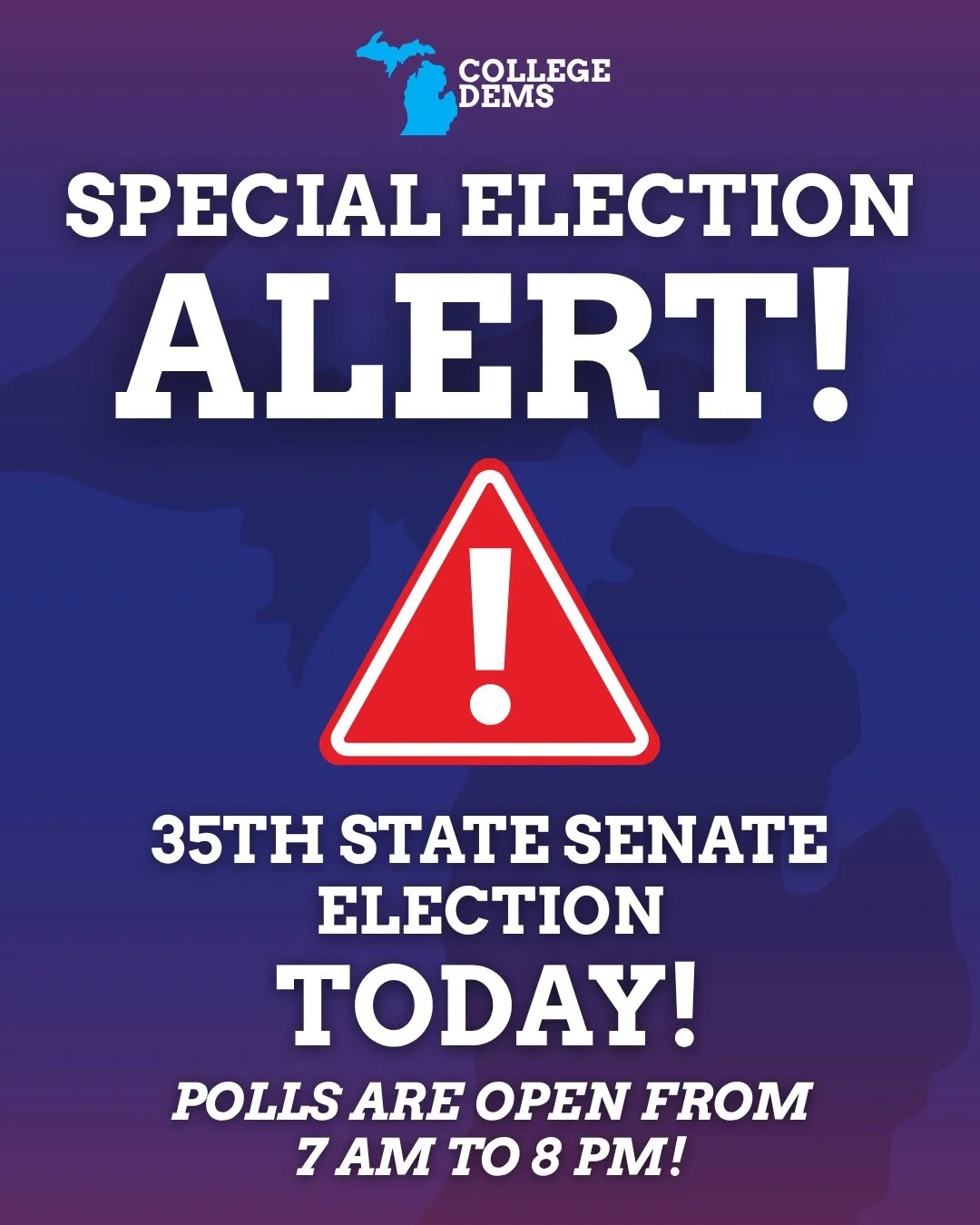 Today is the 35th State Senate Special Election! Be sure to get out and vote between 7AM-8PM today!
