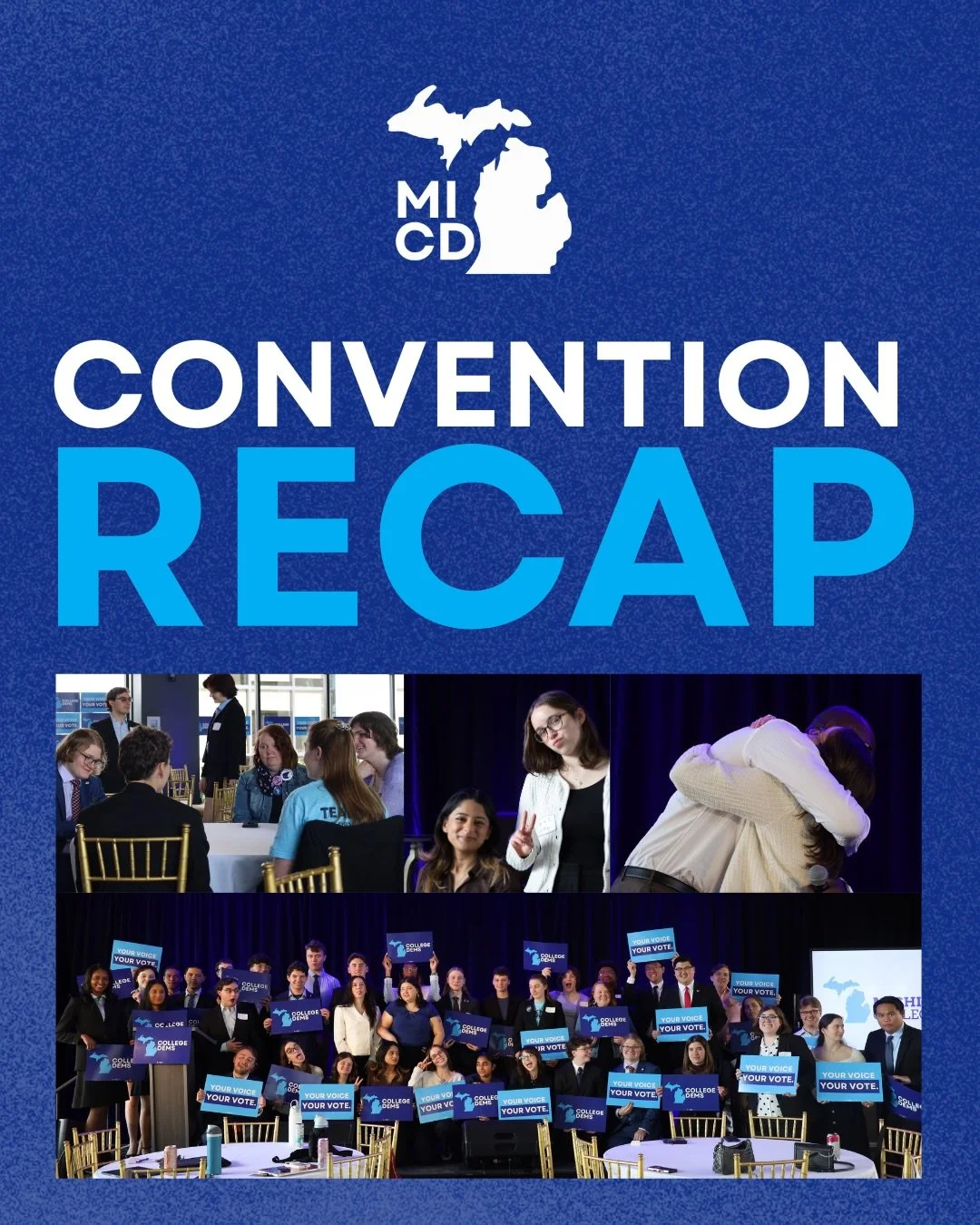Thank you to all for a wonderful Spring Convention! We would like to thank our generous sponsors @whitmermi &lsquo;s Fight Like Hell PAC, @michiganlcv , and @abdulelsayed . Stay tuned to get to know our next Executive Board!