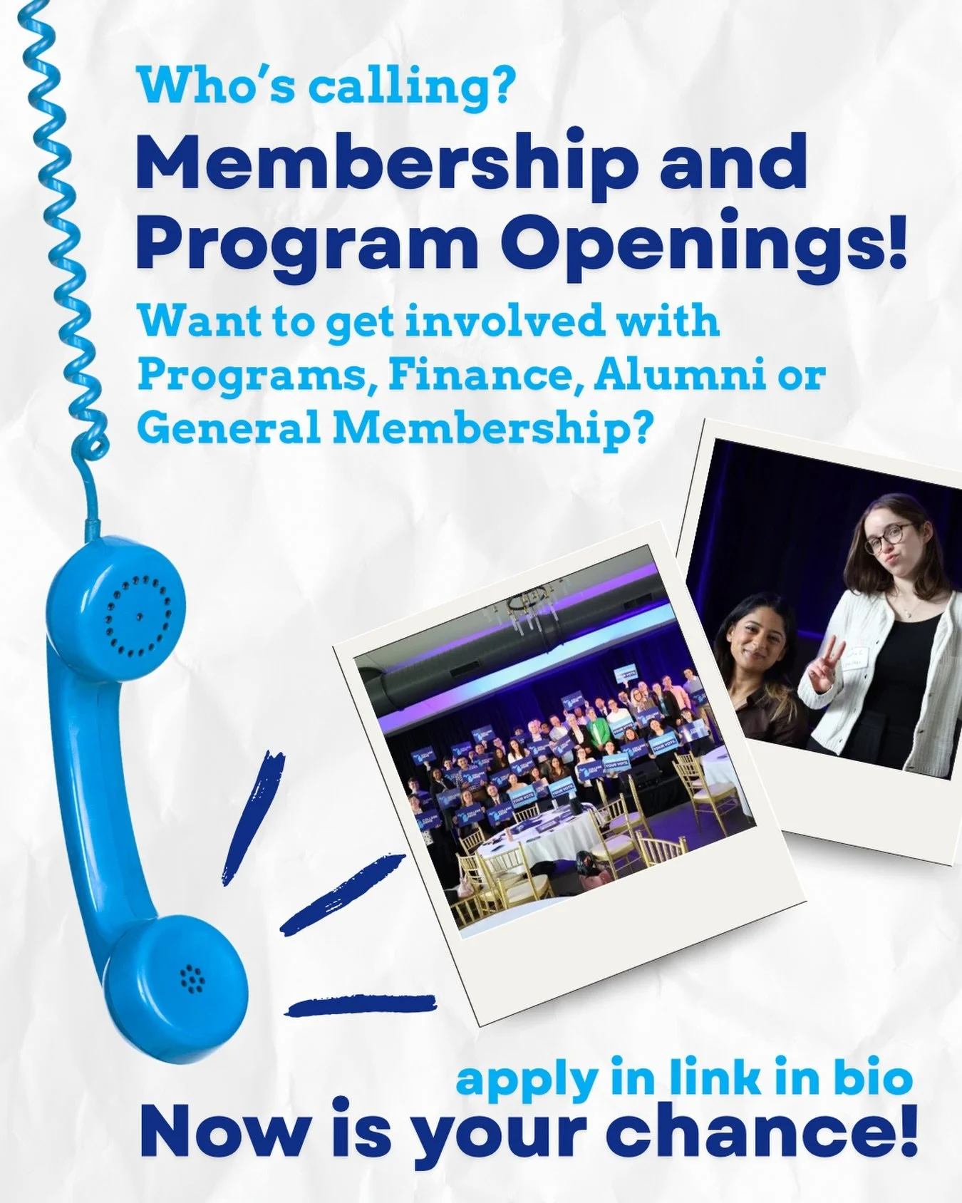 Ring ring, it&rsquo;s time to apply for MICD open positions! Want to get involved in this next election cycle? Now is your chance! Link in bio to apply