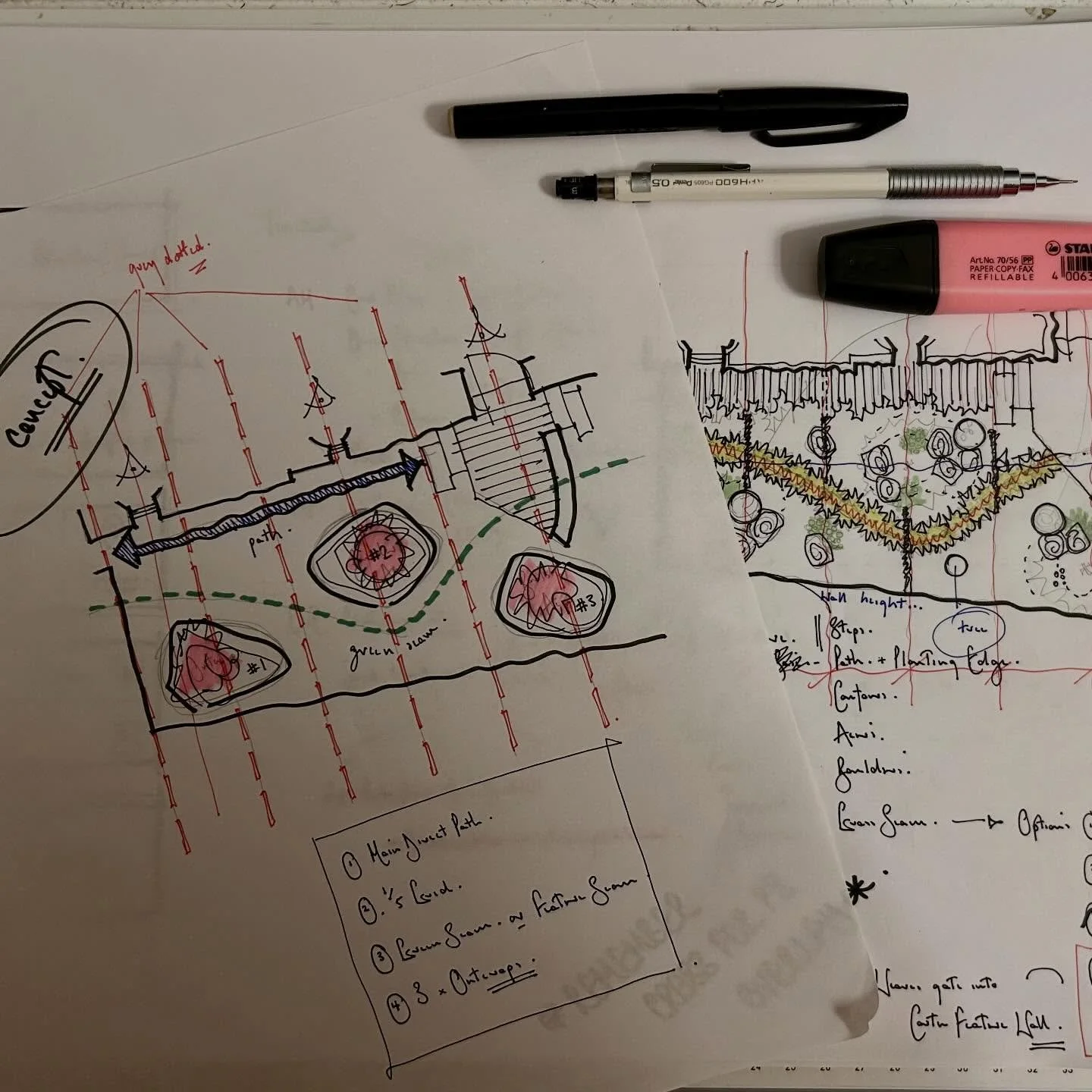 Developing concepts to radically transform a lifeless parking space into a tranquil natural oasis - this forgotten side garden is an important transition space between the front garden and new back door as well as the main outlook from the ground flo