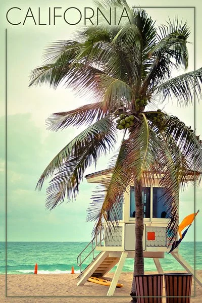 California - Lifeguard Shack & Palm