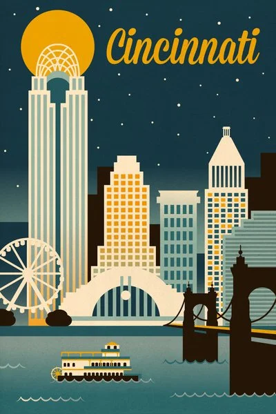 Cincinnati, Ohio Retro Skyline