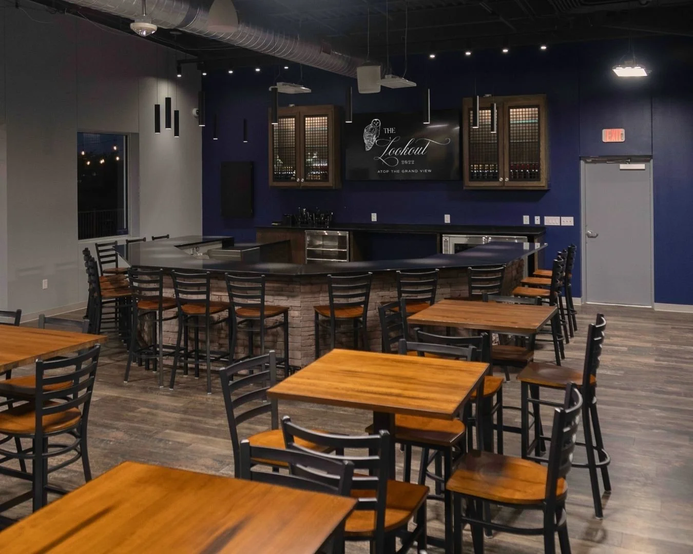 Lookout bar area with seating at The Grand View Mansfield event venue